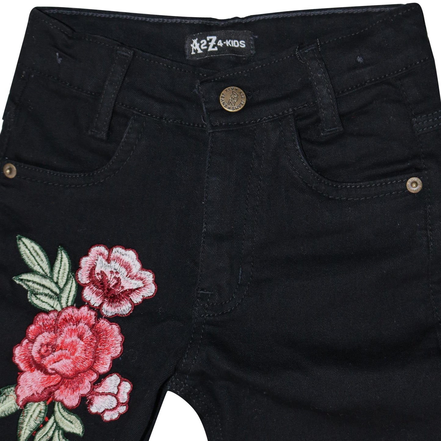 A2Z4 Kids Stretchy Jeans Embroidered Denim Comfortable Jeggings Pant 3-13 Years