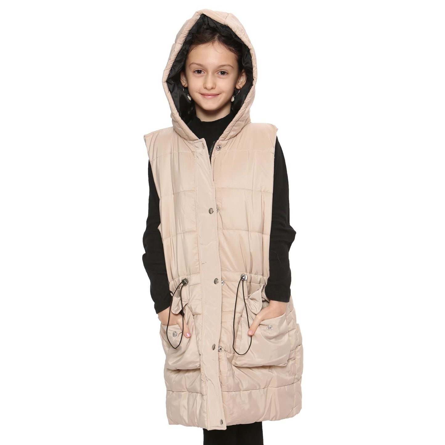Kids Girls Fashion Oversized Gilet Long Line Jacket Long Sleeveless Coat 7-13 Yr