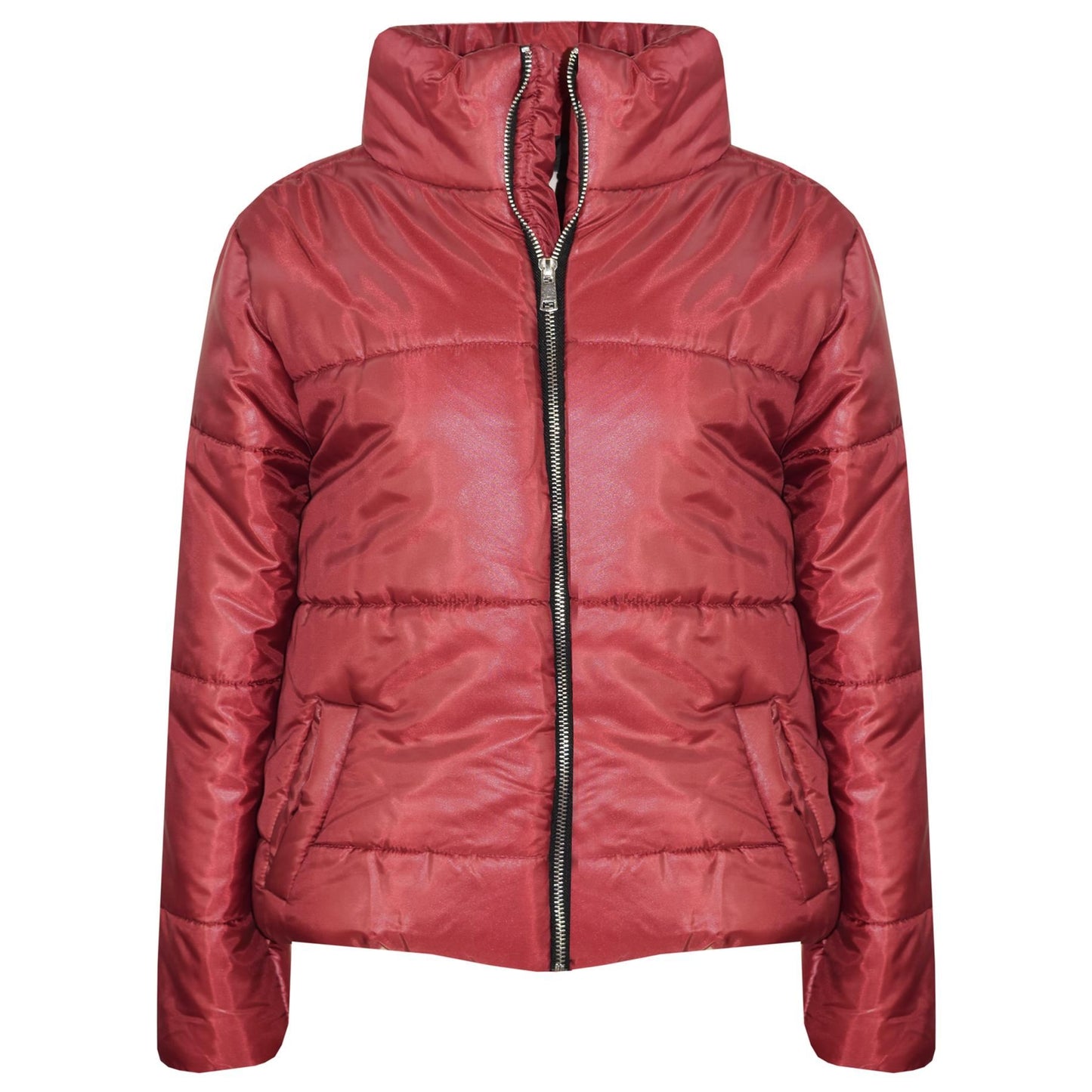 Girls Jacket Kids Wetlook Cropped Padded Quilted Puffer Bubble Jackets Coat 5-13