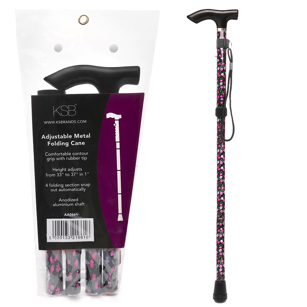 A2Z Unisex Lightweight Foldable Walking Stick Adjustable Height Ergonomic Handle