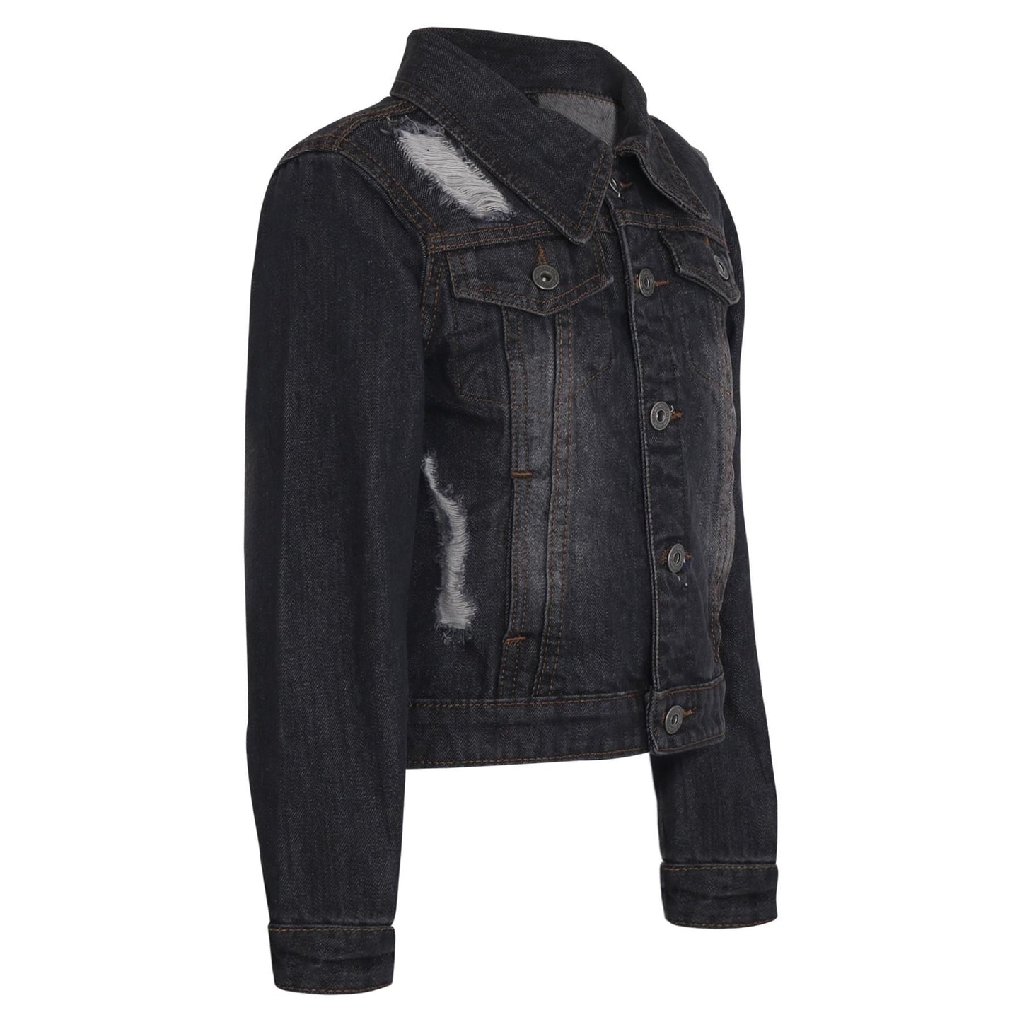Kids Girls Denim Jackets Ripped Fashion Faded Jeans Jacket New Age 3-13 Years
