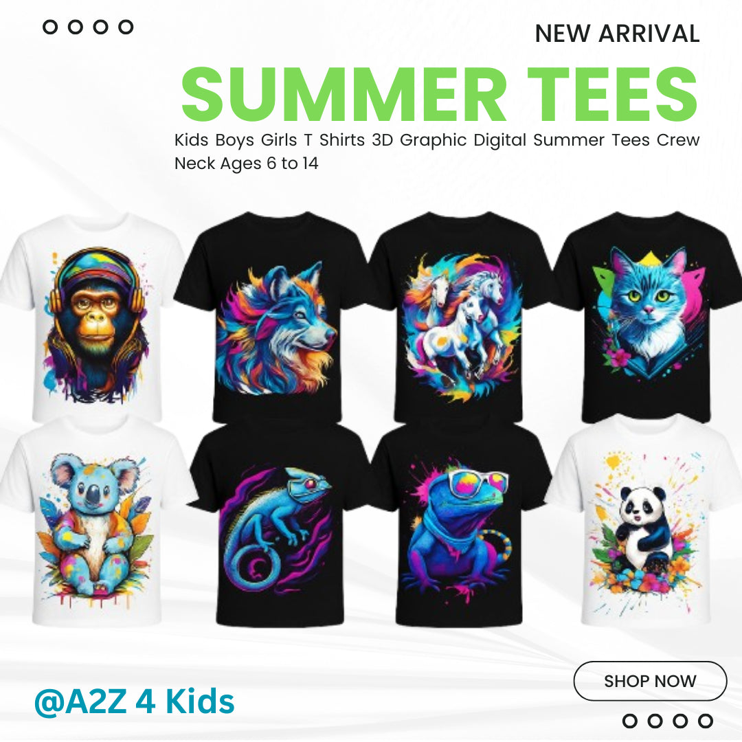 Kids Boys Girls 3D Graphic T Shirt Short Sleeve Summer Crew Neck Age 6 to 16