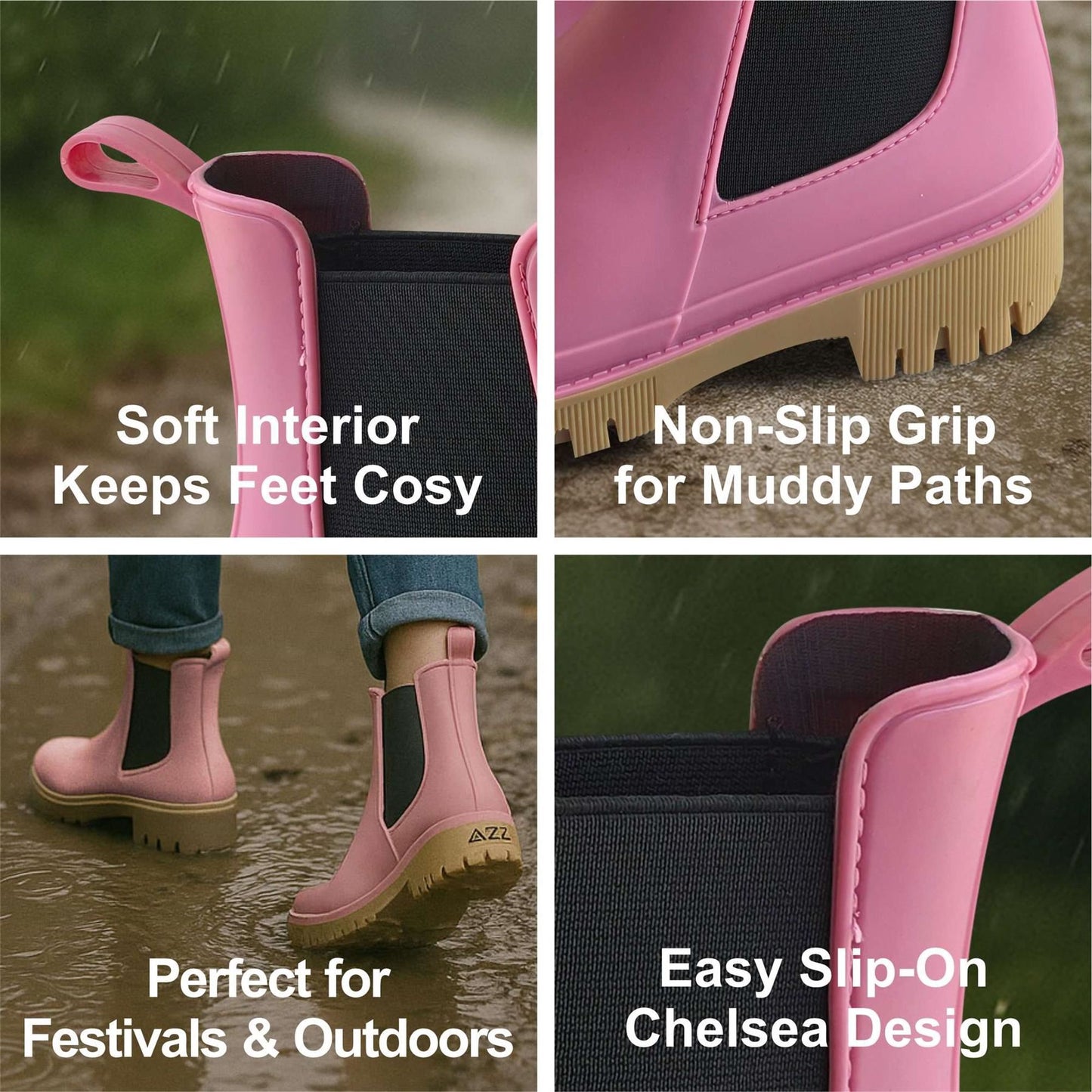 A2Z Ladies Girls Teens Wellington Chelsea Boots Waterproof Ankle Festival Shoes