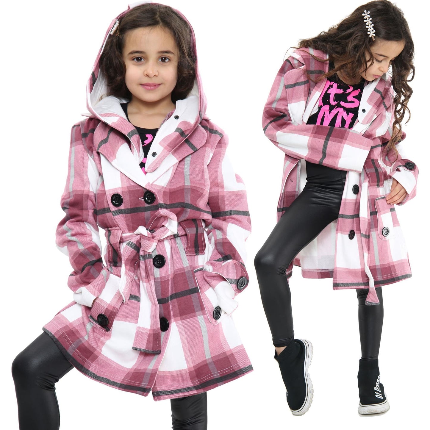 A2Z 4 Kids Parka Jacket Hooded Warm Jacket Oversized Belted Cuffs 5 -13 Years