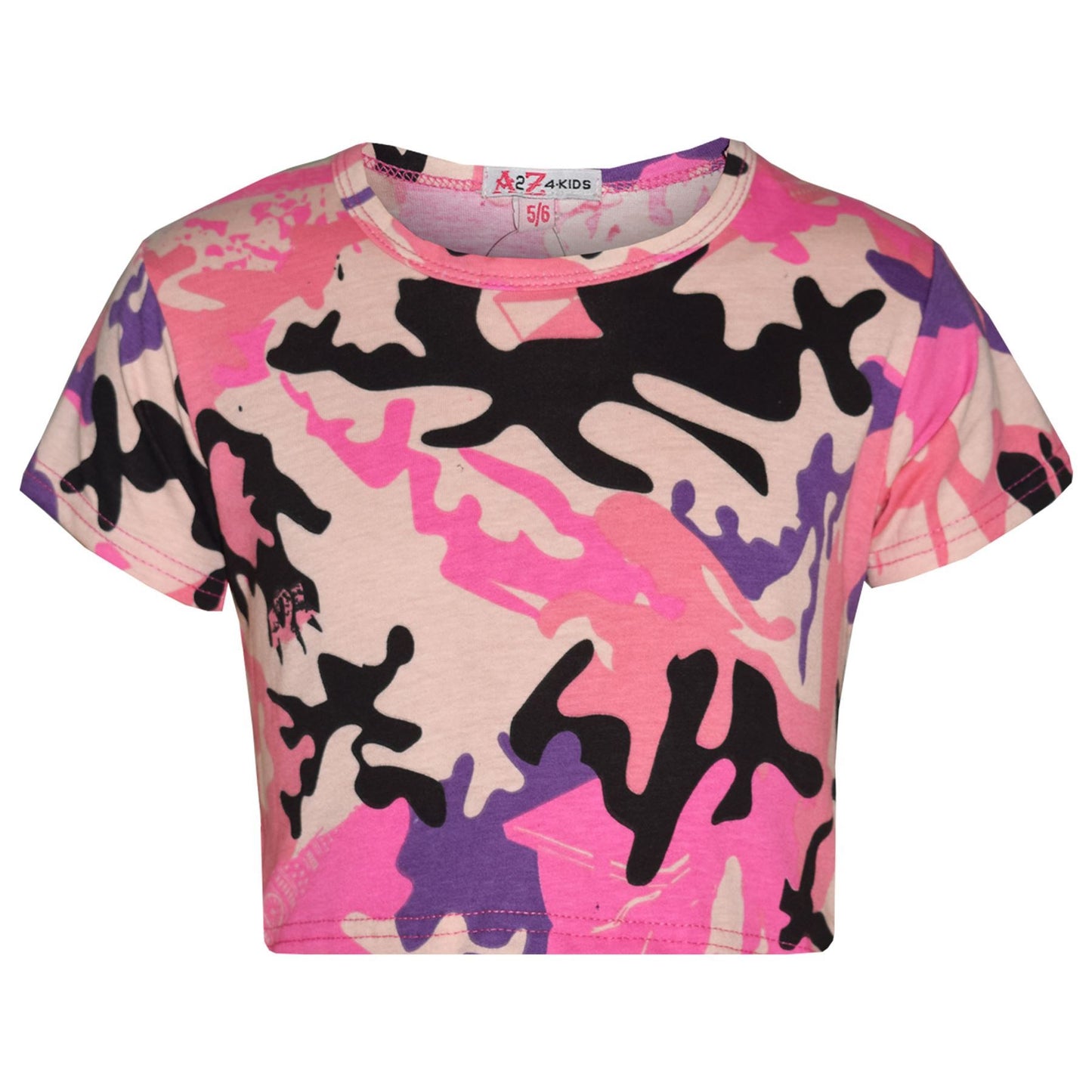 A2Z 4 Kids Camouflage Crop Top & Skater Skirt Set Short Sleeves T Shirt Summer Outfit 2 Piece Activewear For Girls Age 5-13 years