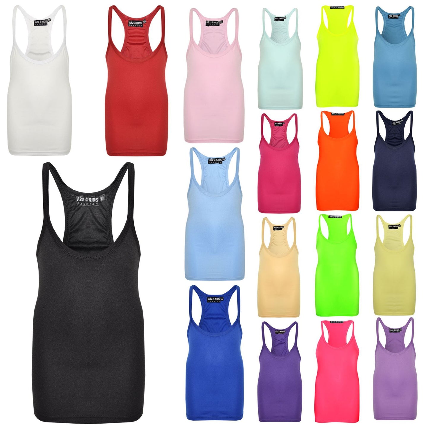 Kids Girls Childrens Vest Top Tank Top Fitted Age 5-6, 7-8, 9-10, 11-12,13 Years