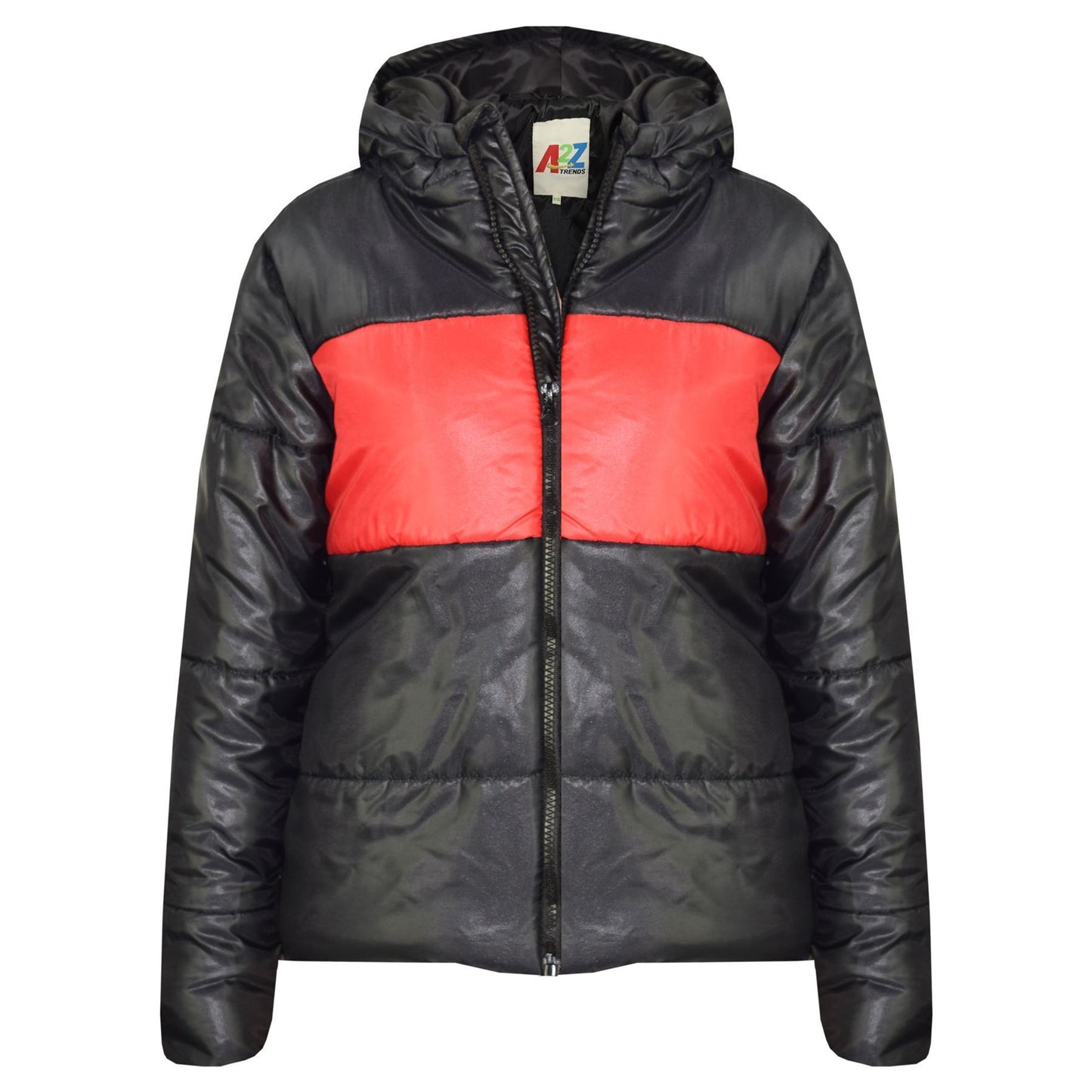 Kids Girls Boys Contrast Panel Jackets Hooded Padded Quilted Warm Coats 5-13 Yr