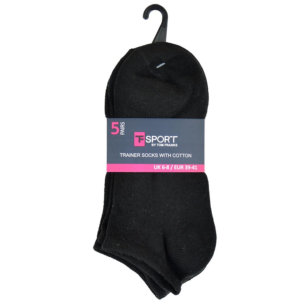 Ladies Plain Trainer Socks Low Cut Cotton Pack of 5 Stylish Woman Ankle Socks
