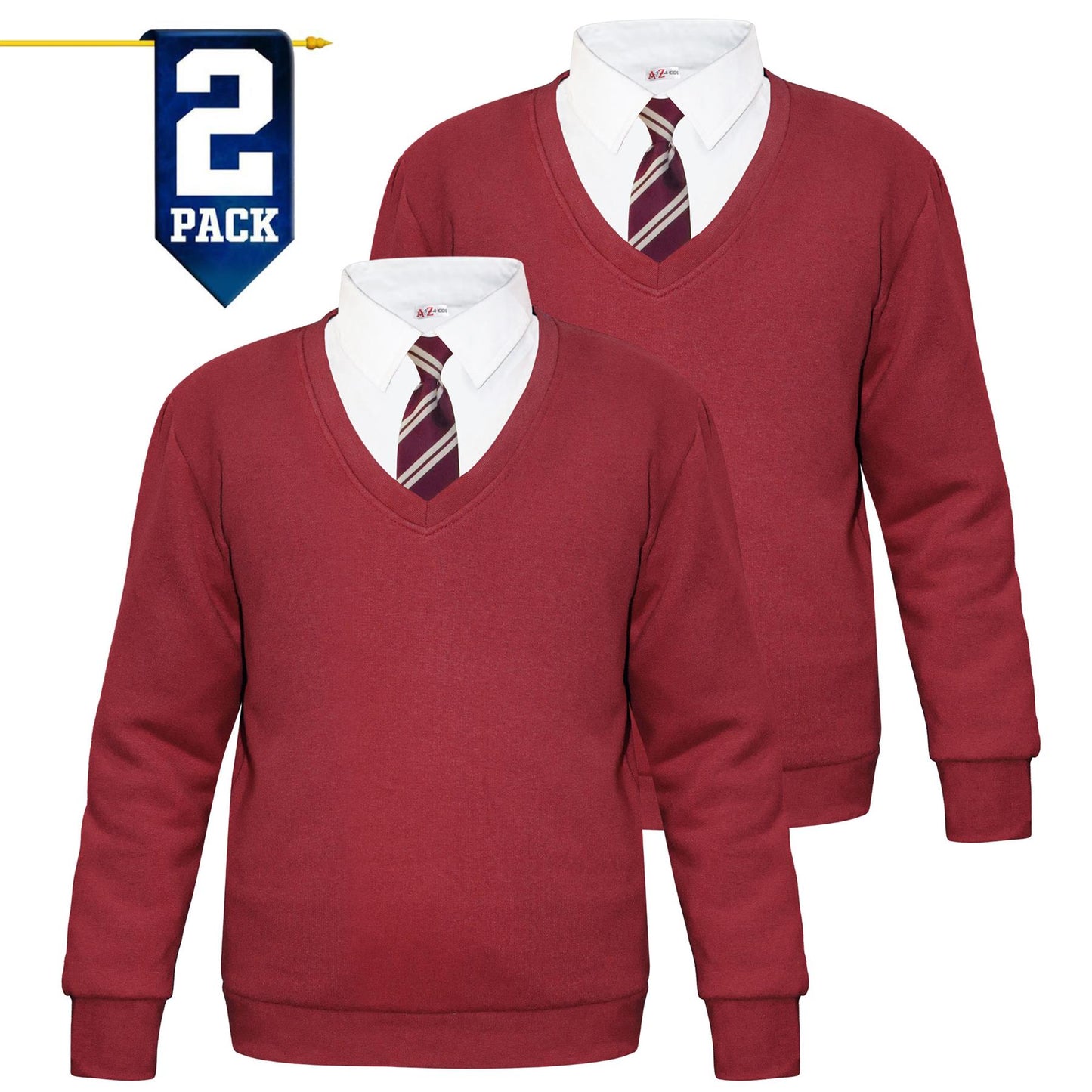 Kids Girls Boys Scouts School Uniform V Neck Jumper Single & 2 Pack Sweatshirt