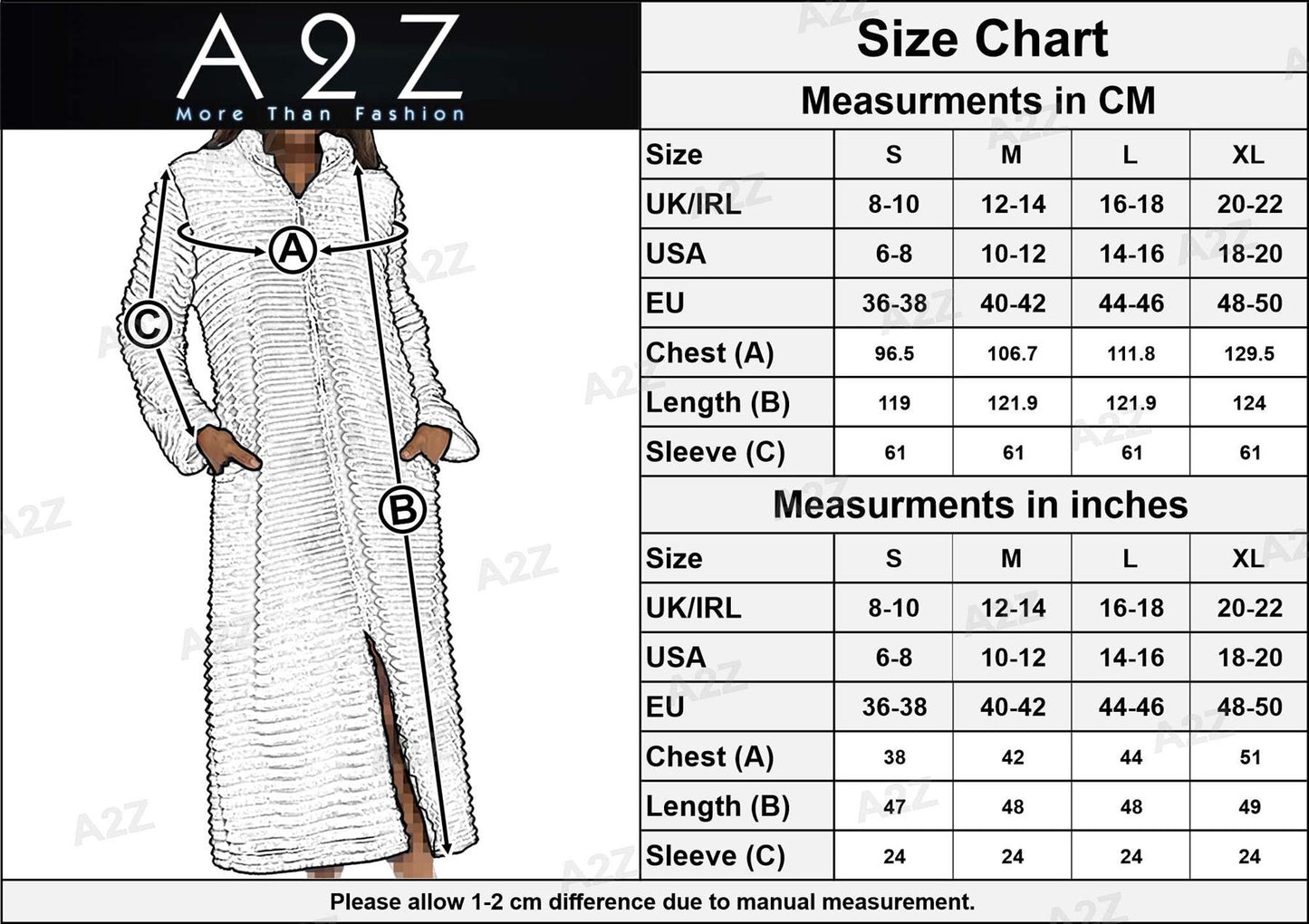A2Z Women's Zip Through Warm Winter Ribbed Dressing Gown Elegant Ladies Loungewear Zip Up Ribbed Fleece Housecoat Cosy Winter Women's Sleepwear Lounging Robe for Parties