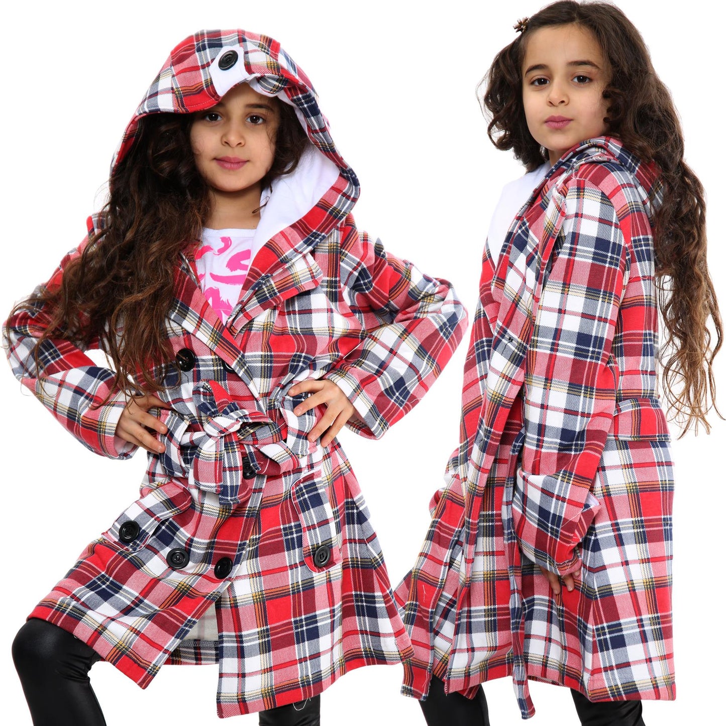 A2Z 4 Kids Parka Jacket Hooded Warm Jacket Oversized Belted Cuffs 5 -13 Years