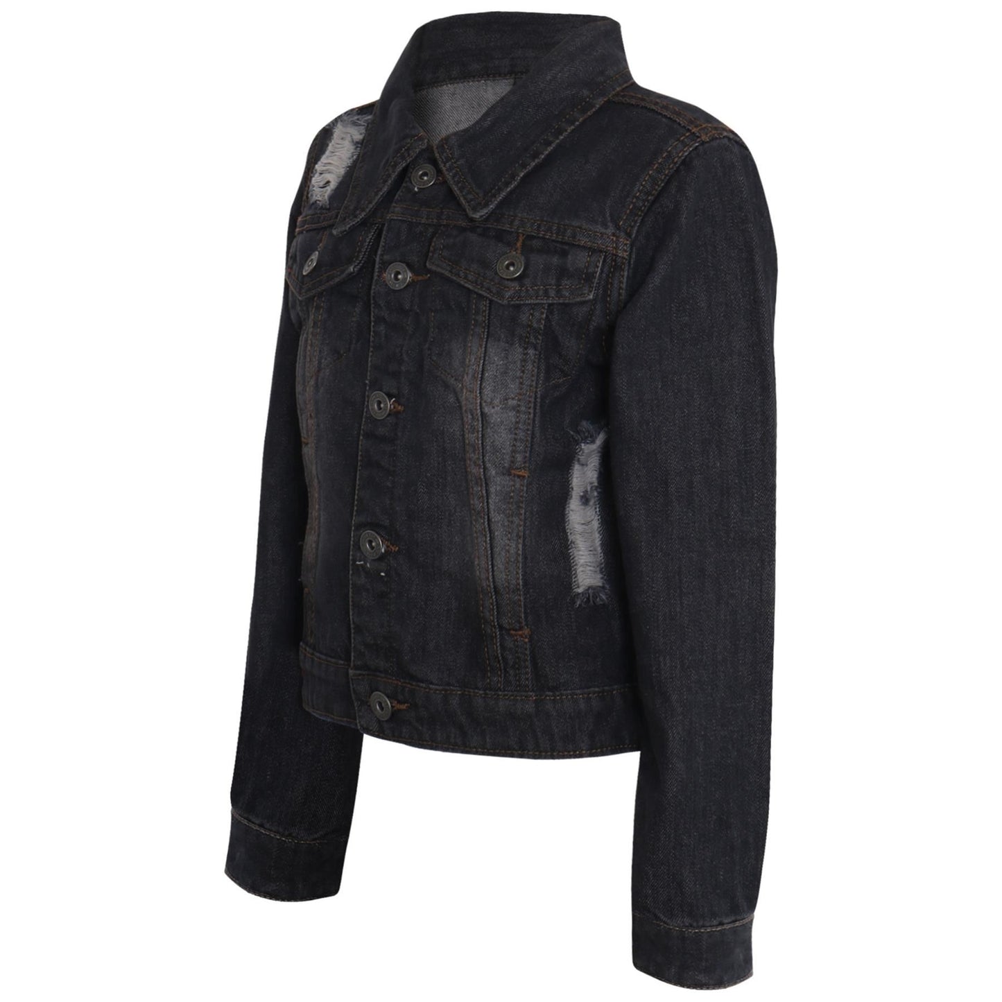 Kids Girls Denim Jackets Ripped Fashion Faded Jeans Jacket New Age 3-13 Years