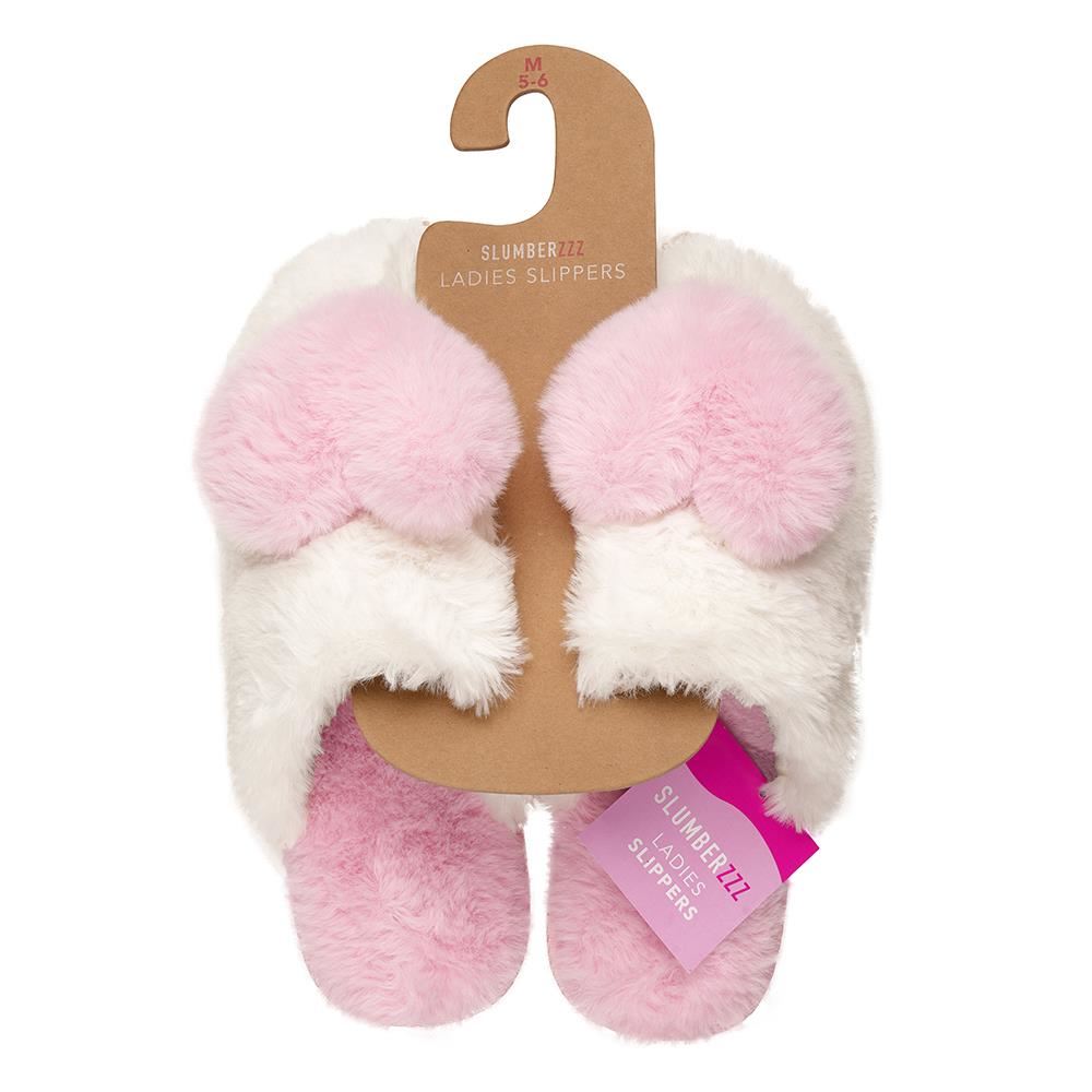 A2Z Ladies 3D Heart Mule Slippers Soft Plush Faux Fur Indoor Slip On House Shoes