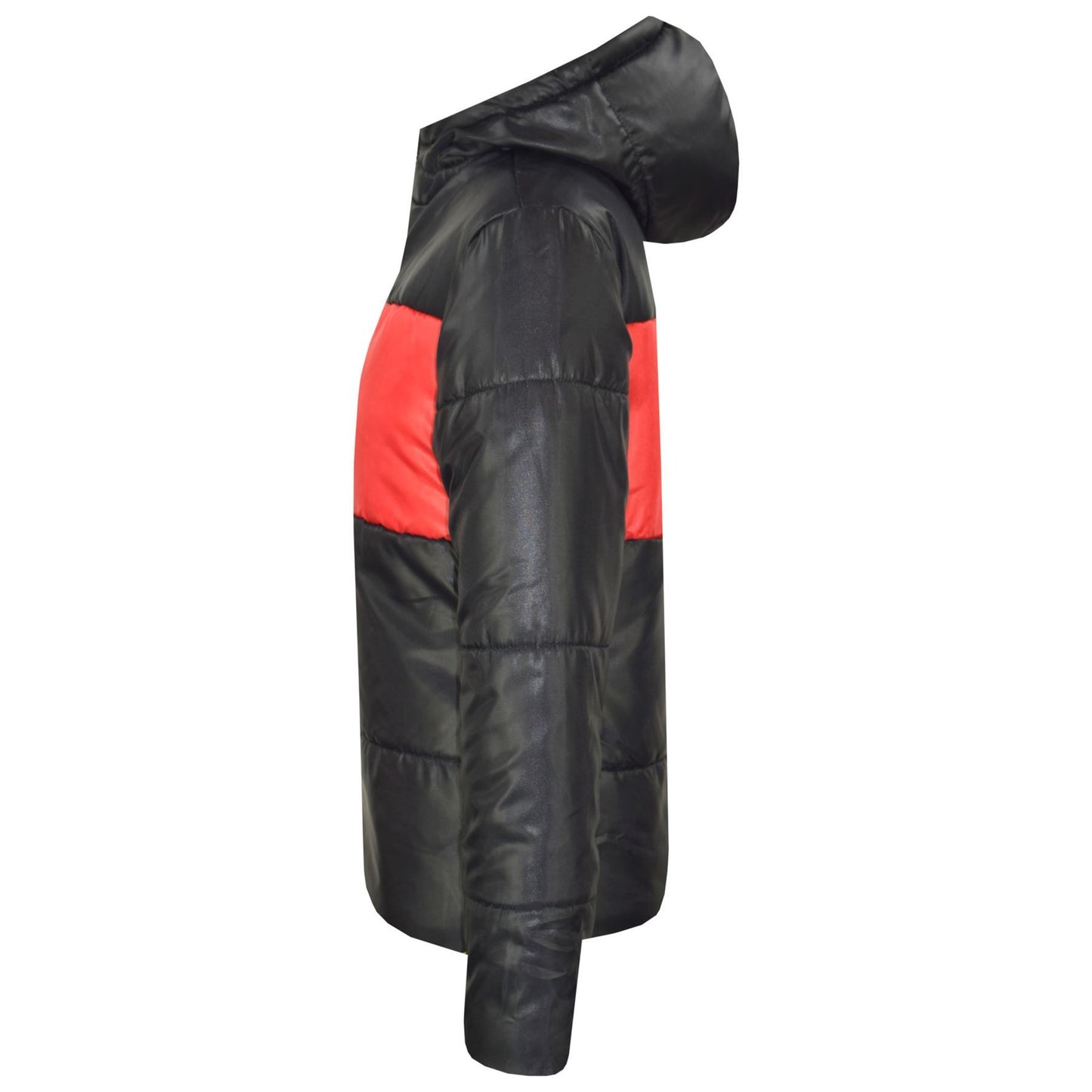 Kids Girls Boys Contrast Panel Jackets Hooded Padded Quilted Warm Coats 5-13 Yr