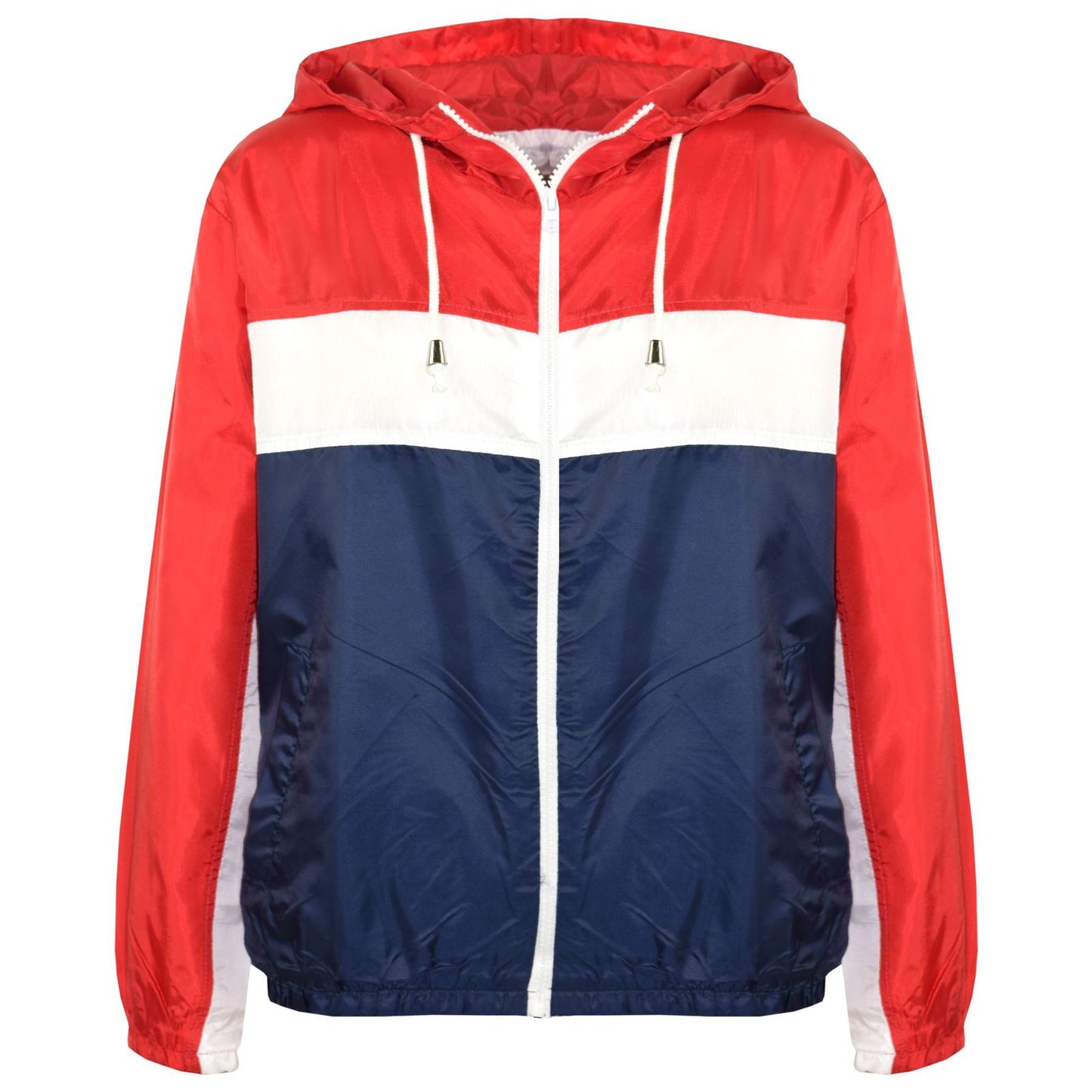 Kids Boys Girls Windbreaker Contrast Block Hooded Jackets Rain Mac Raincoat 5-13
