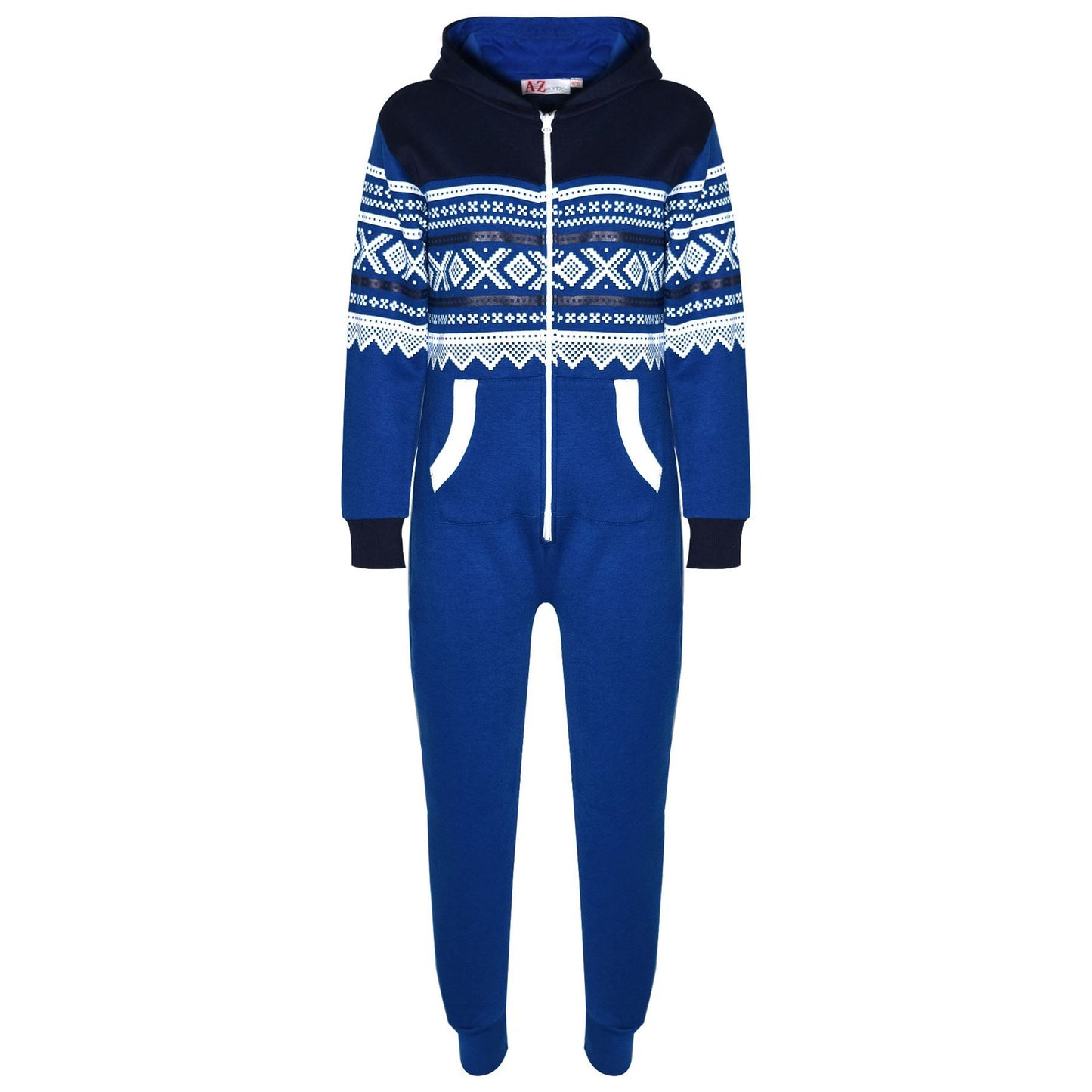 Kids Girls Boys Aztec Snowflake Print Hooded Onesie All In One Jumpsuit Age 5 6 7 8 9 10 11 12 13 Years