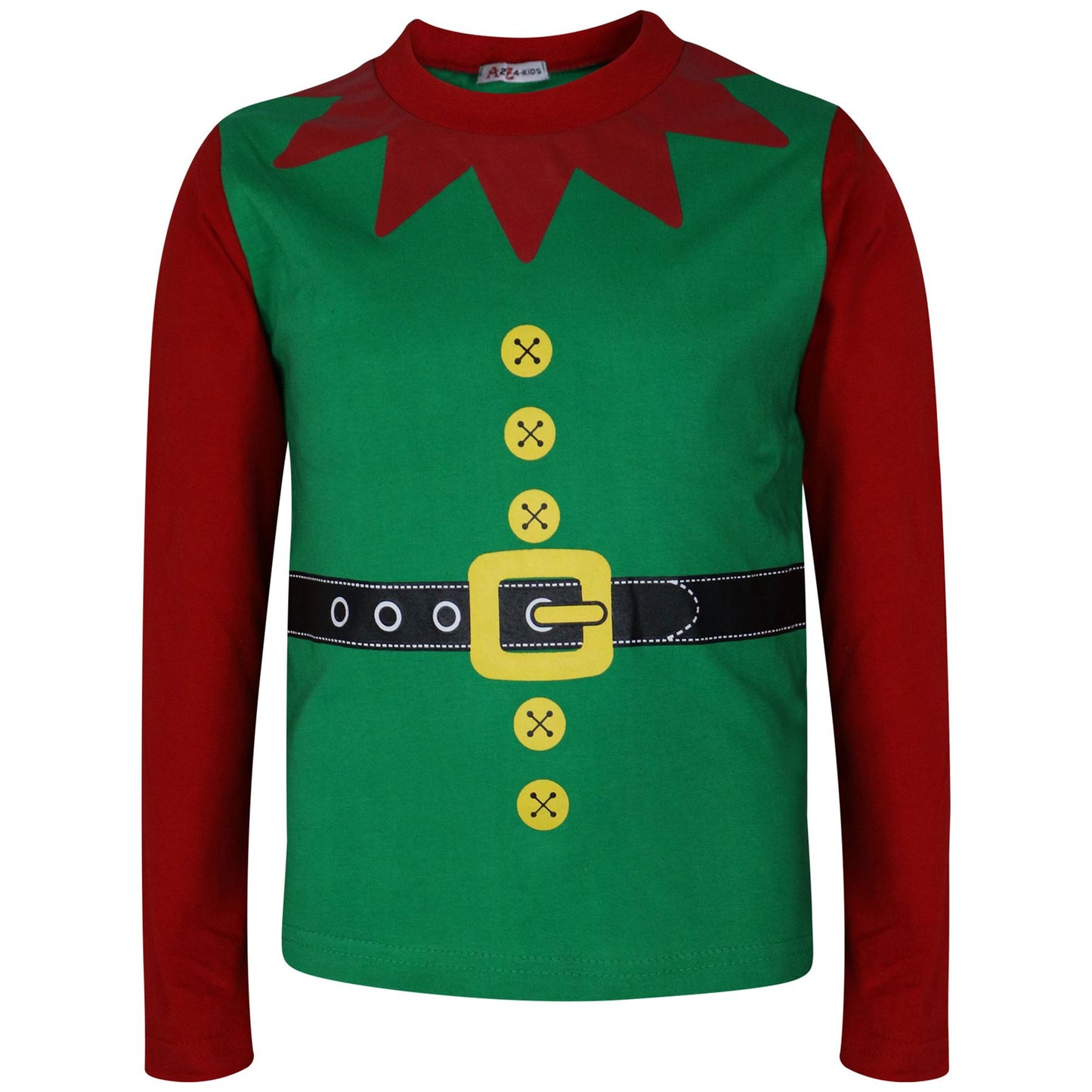 A2Z 4 Kids Girls Boys Christmas Elf Pyjamas Designer's Contrast Sleeves Festive Xmas Outfit PJ'S Set New Age 2 3 4 5 6 7 8 9 10 11 12 13 Years