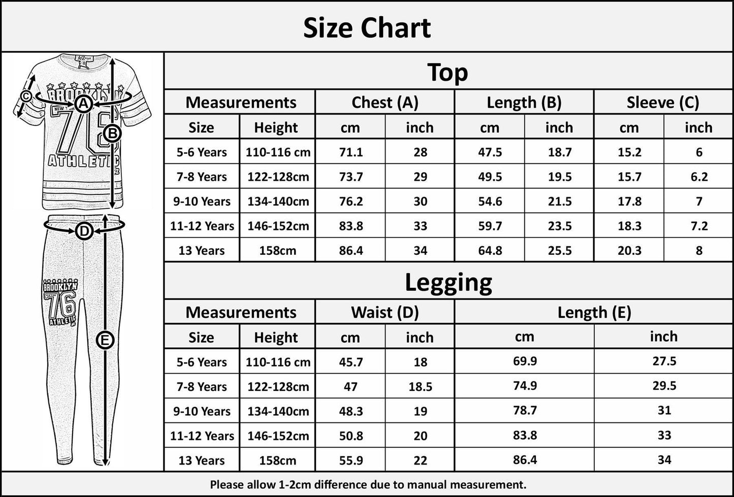 Kids Crop Top & Legging Set Active Wear Girls 5-13 Years