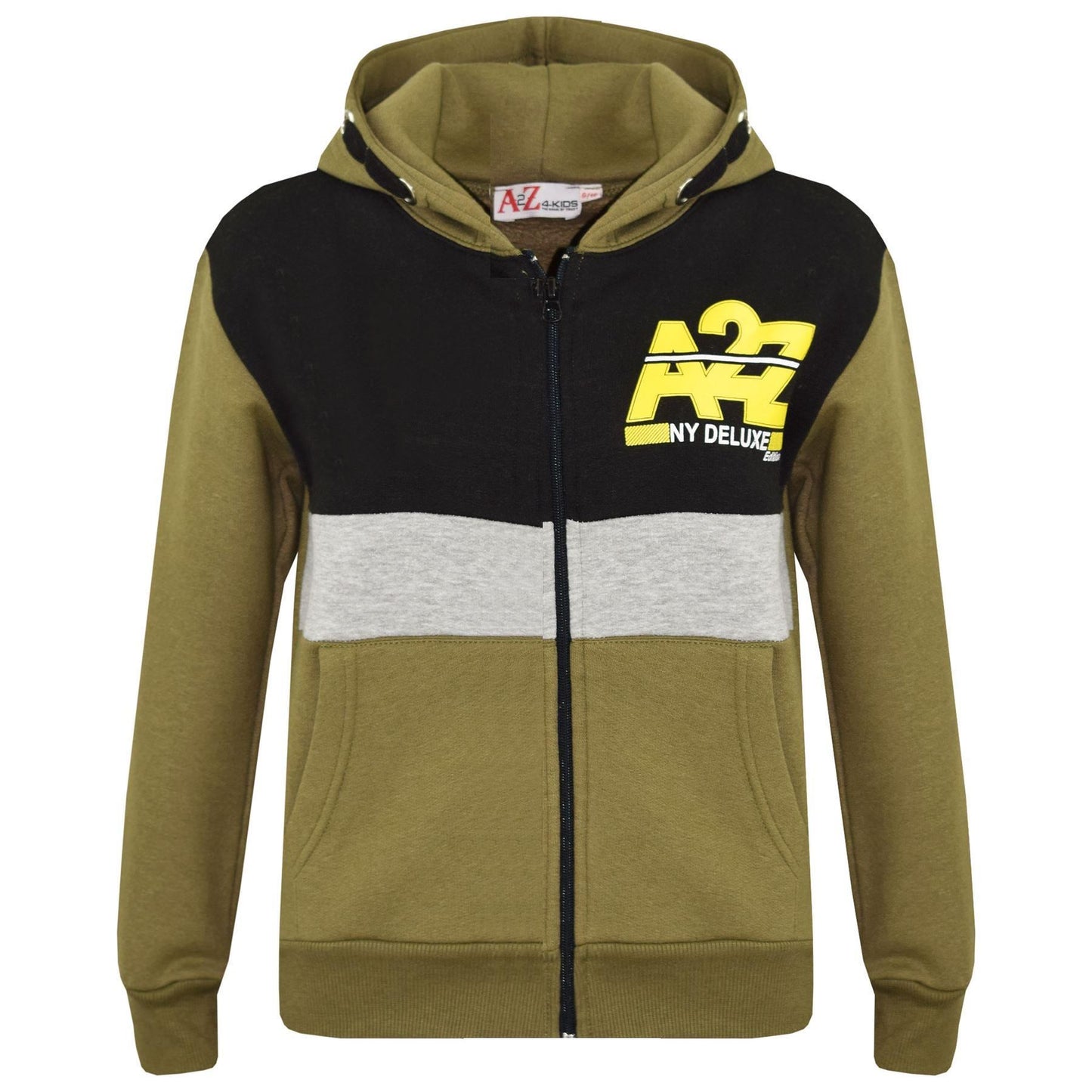 Kids Boys Girls Contrast Panel Tracksuit A2Z NY Deluxe Print Hoodie With Joggers