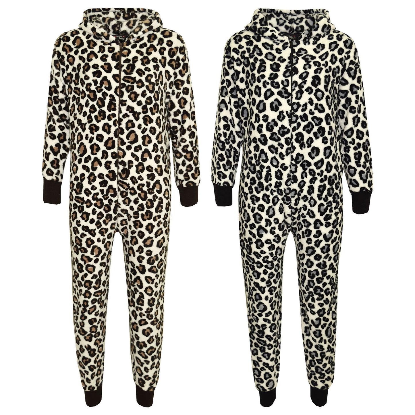 Kids Girls Boys Onesie Soft Fluffy Leopard Print All In One Xmas Costume 7-13 Yr
