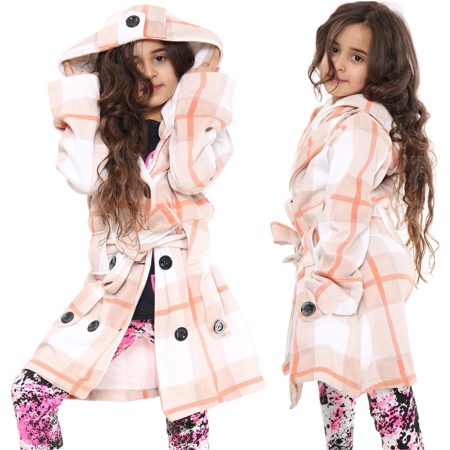 A2Z 4 Kids Parka Jacket Hooded Warm Jacket Oversized Belted Cuffs 5 -13 Years