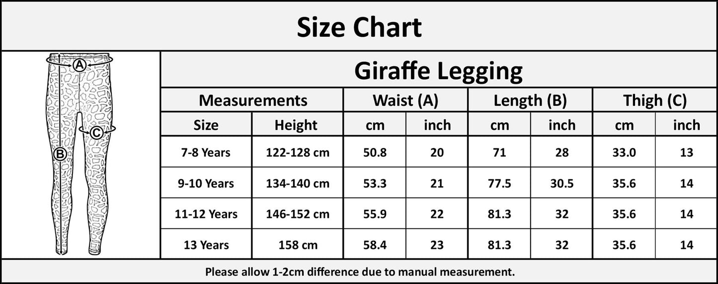Girls Legging Kids Animal Giraffe Print Fashion Dance Leggings Age 7-13 Years