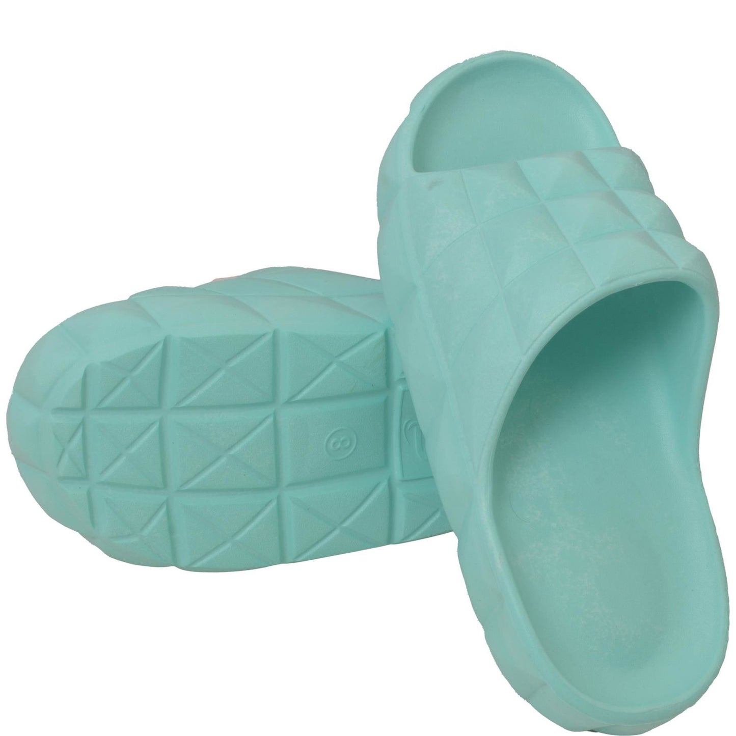 Womens Open Toe Soft Padded Diamond Slider Slip-On Casual Summer Mule Slipper