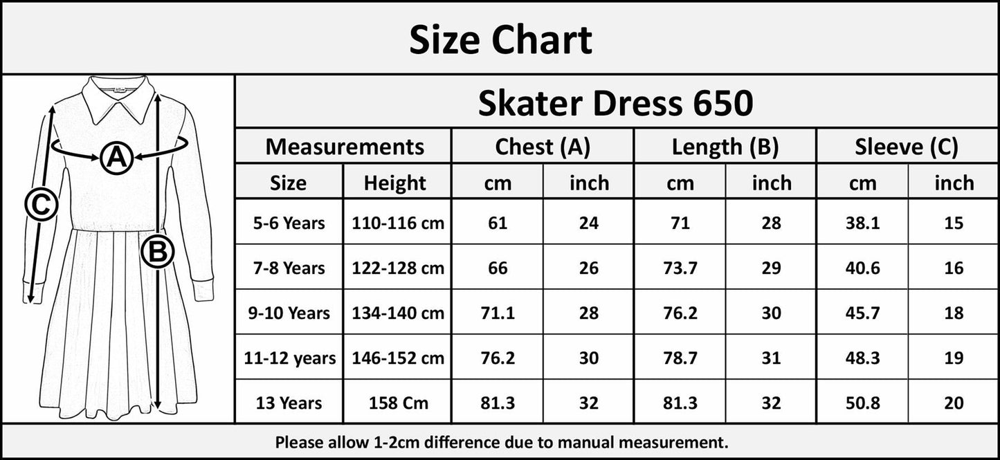 A2Z 4 Kids Girls Skater Dress Long Sleeves Peter Pan Collar Soft Comfortable Party Fashion Skater Dresses Age 7-13 Years - A2Z 4 Kids