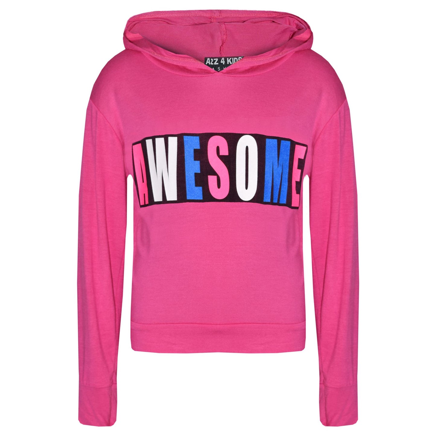 Girls Tops Kids Awesome Print Hooded T Shirt Top Legging Lounge Wear Set 7-13 Yr