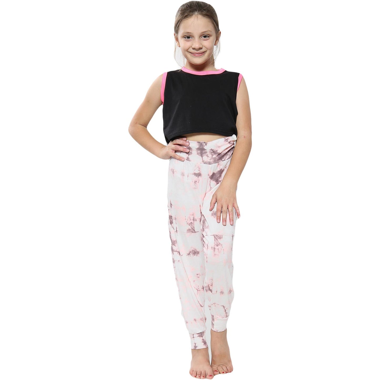 Kids Girls Ali Baba Harem Trouser Tie Dye Print Fashion Trendy Leggings 5-13 Yrs