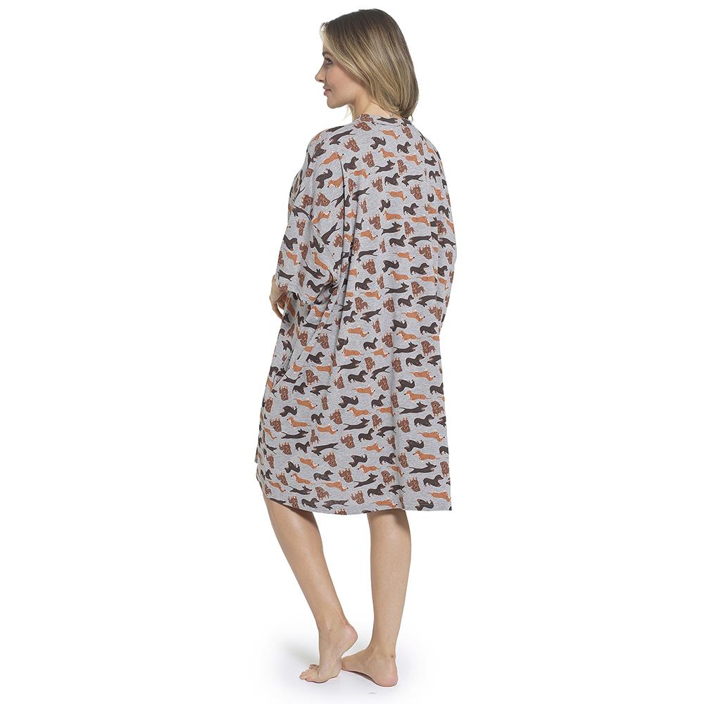 A2Z Ladies Sausage Dog Nightie Grey Soft Cotton Jersey Oversized Sleep Dress