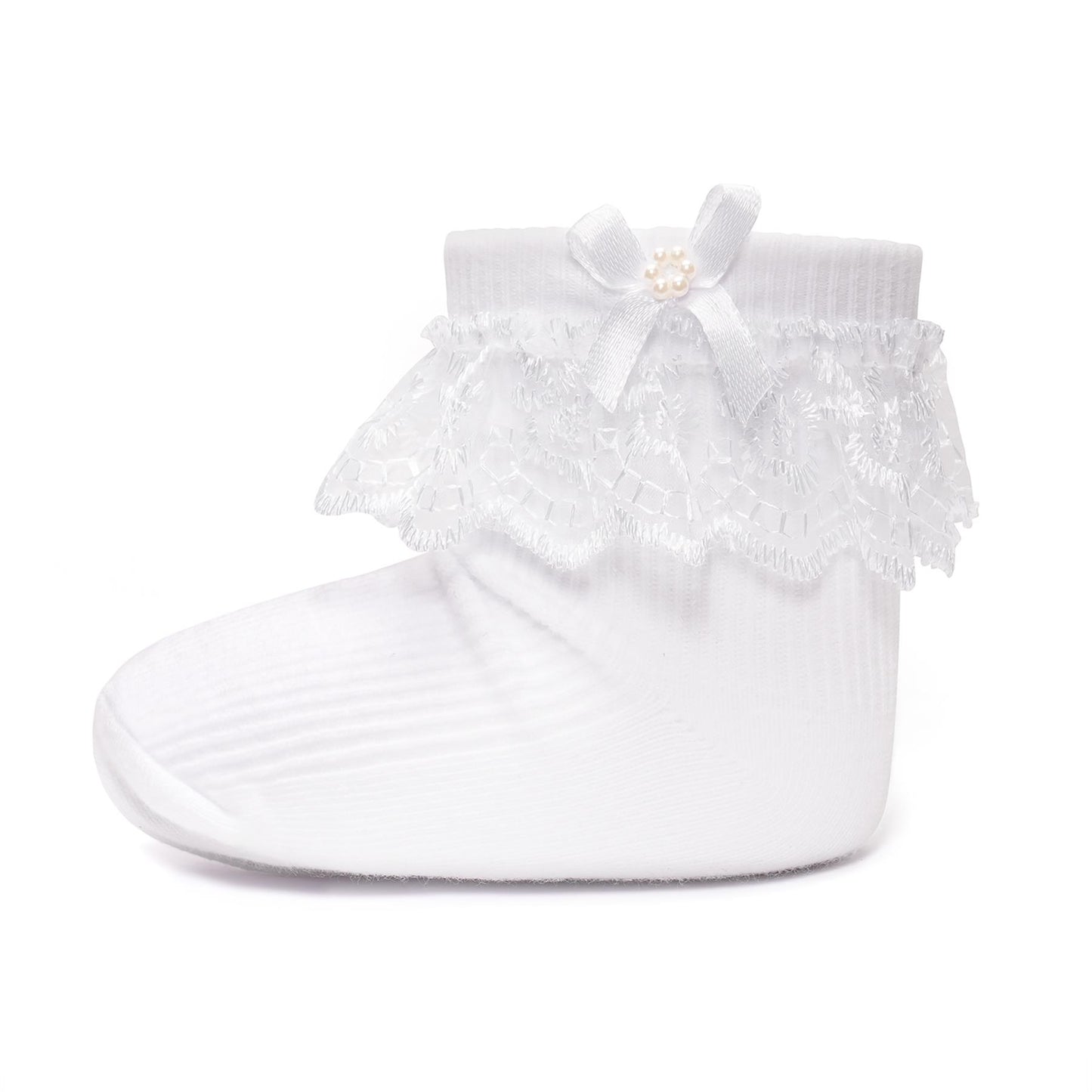 A2Z 4 Kids 2 Pack Baby Girls Infant Toddler Lace Frilly Bow Socks Newborn Socks