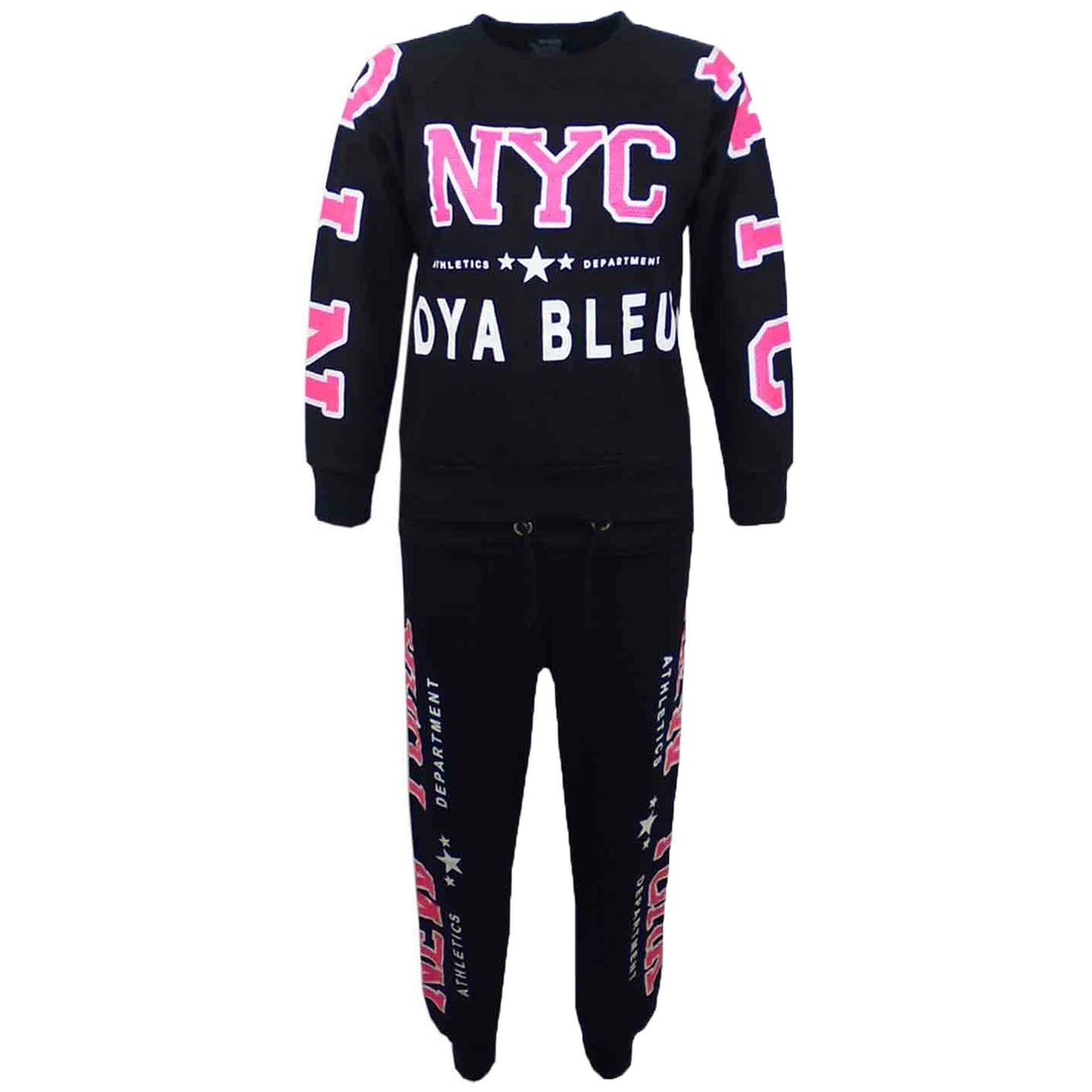 KIDS GIRLS TRACKSUIT NYC NEW YORK STYLISH JOG SUIT HOODIE BOTTOM JACKET JOGGERS