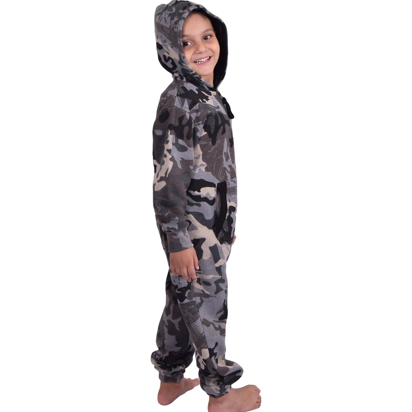 A2Z Onesie One Piece Kids Camo Charcoal Pyjamas Sleepsuit Costume Girls & Boys