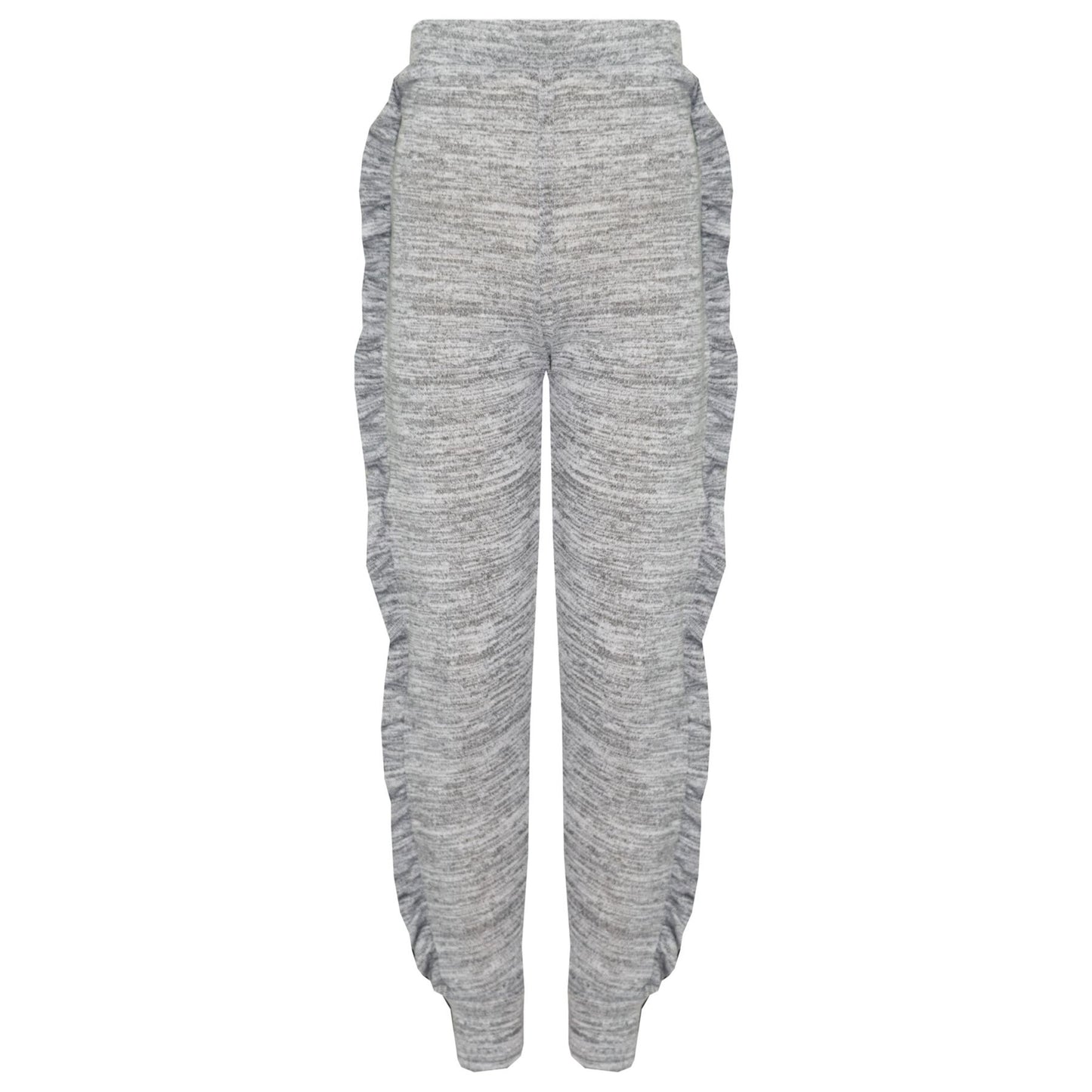 Kids Jogging Suit Girls Plain Frill Sleeve Lounge Suit Tracksuit Top Bottom 2-13