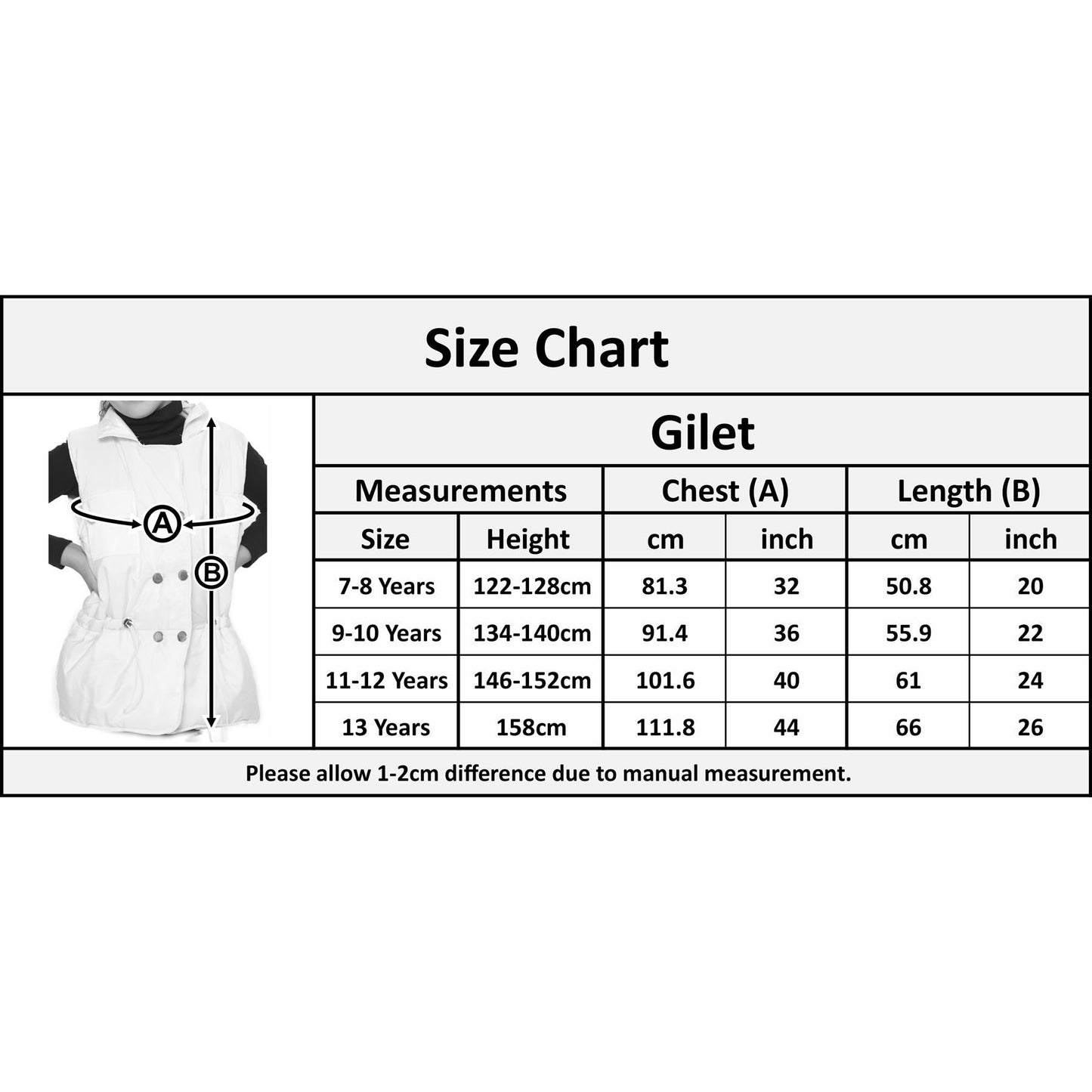 Kids Girls Sleeveless Coat Gilet Fashion Oversized Gilet Style Jacket Coat