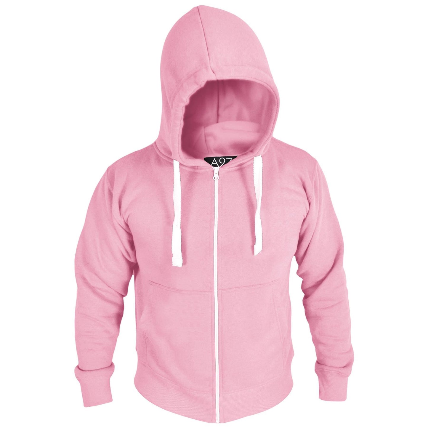 Mens Fleece Plain Zipper Hooded Long Sleeve Sweatshirt For Adults S-4XL