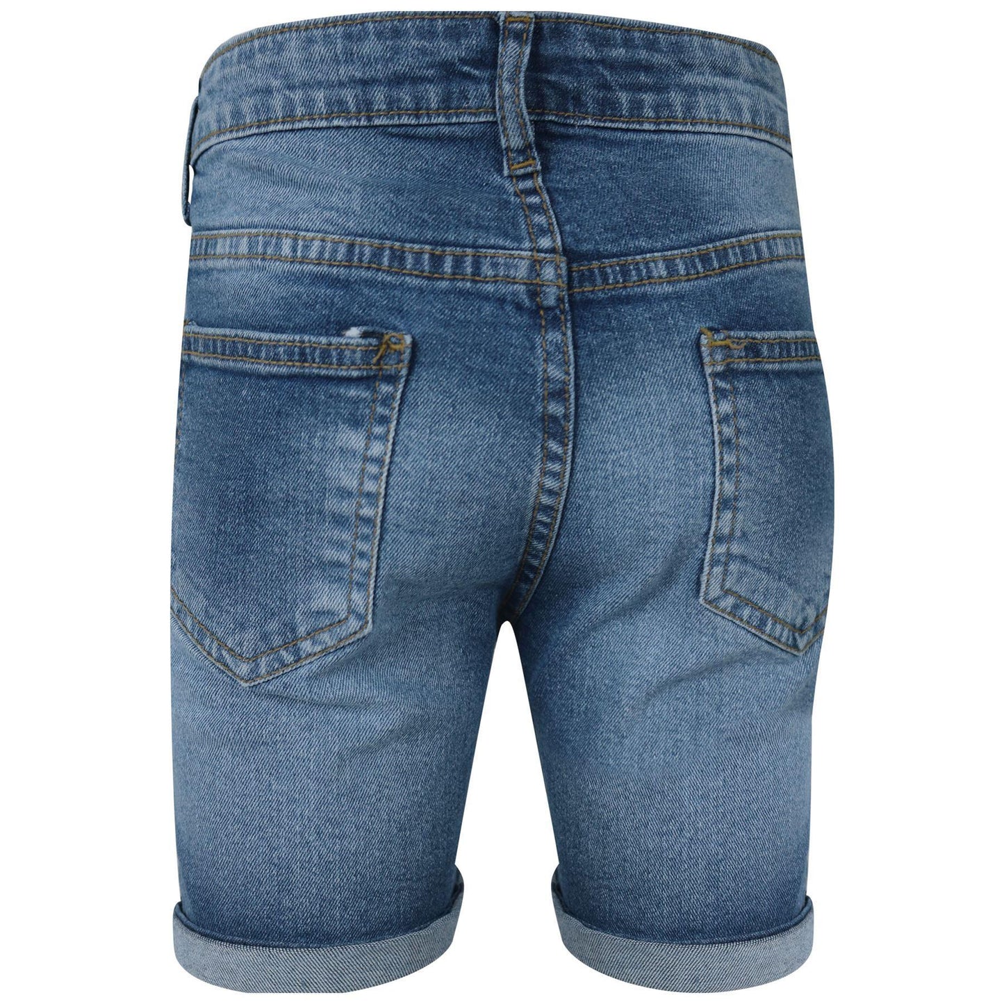 Kids Boys Ripped Mid Blue Denim Shorts Comfort Stretch Jeans Trouser Pants 5-13