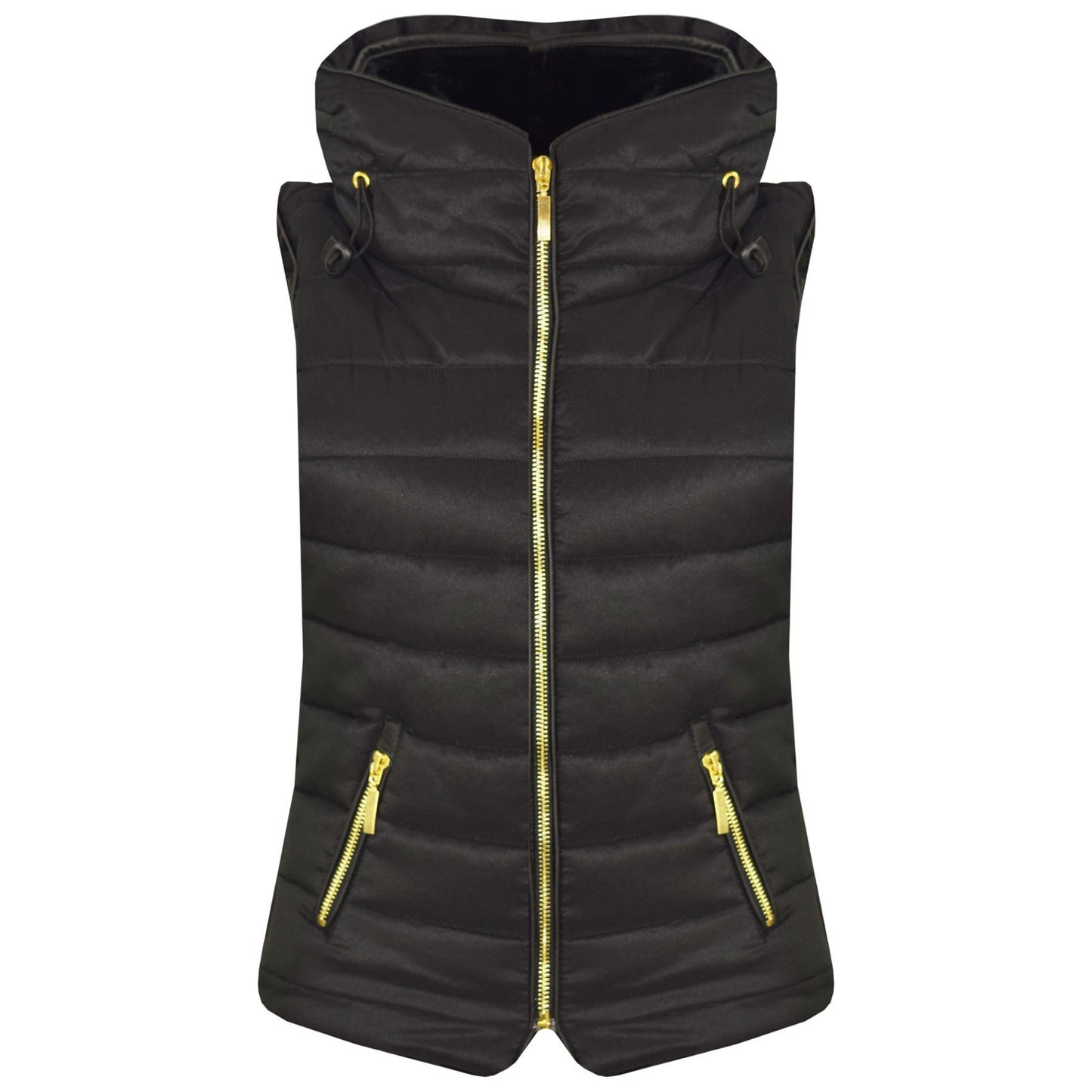 A2Z 4 Kids Kids Girls Boys Designer's Black Sleeveless Hooded Padded Quilted Puffer Bubble Gilet Bodywarmer Jackets Age 5 6 7 8 9 10 11 12 13 Years