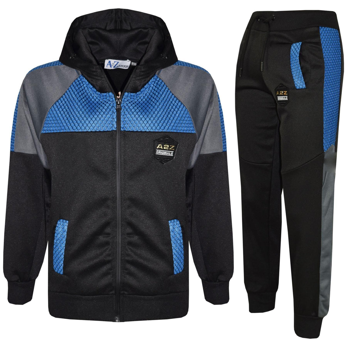 Kids Girls Boys Tracksuits Mesh Hooded Top & Bottom School Sports Jogging Suits