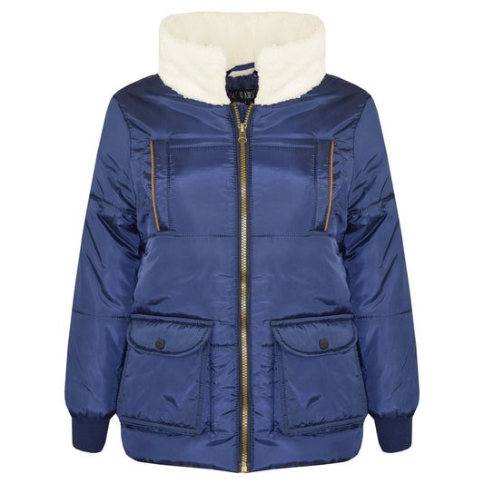 Kids Girls Boys Parka Jacket Zipped Padded School Jacket 5-12 Years