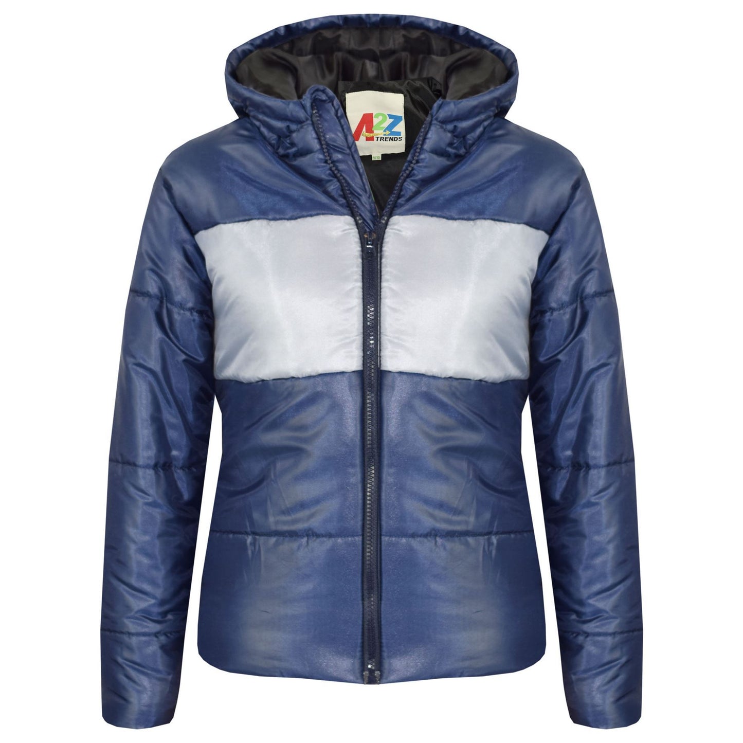 Kids Girls Boys Contrast Panel Jackets Hooded Padded Quilted Warm Coats 5-13 Yr