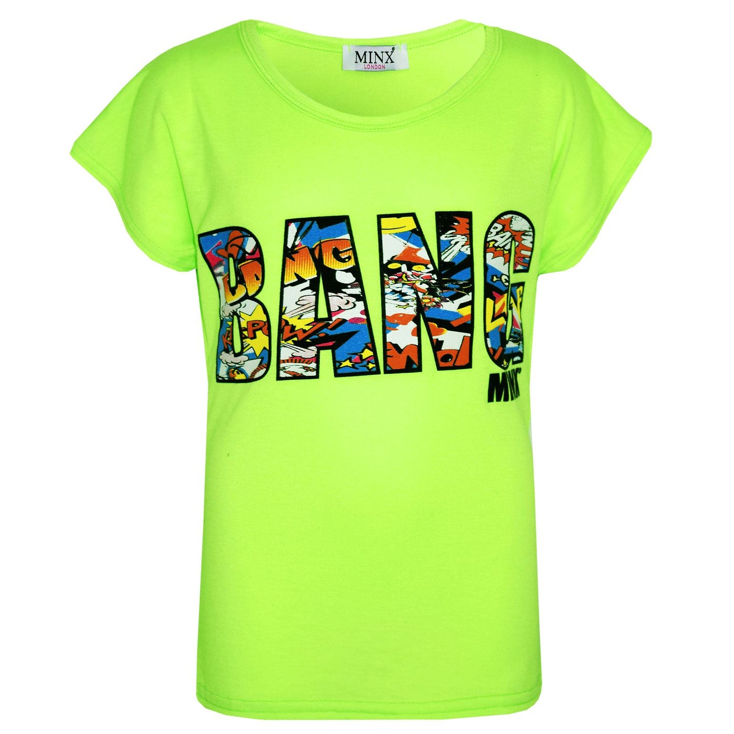 Kids Girls BANG Printed Comic Book Print Fashion Trendy Top New Age 7-13 Years