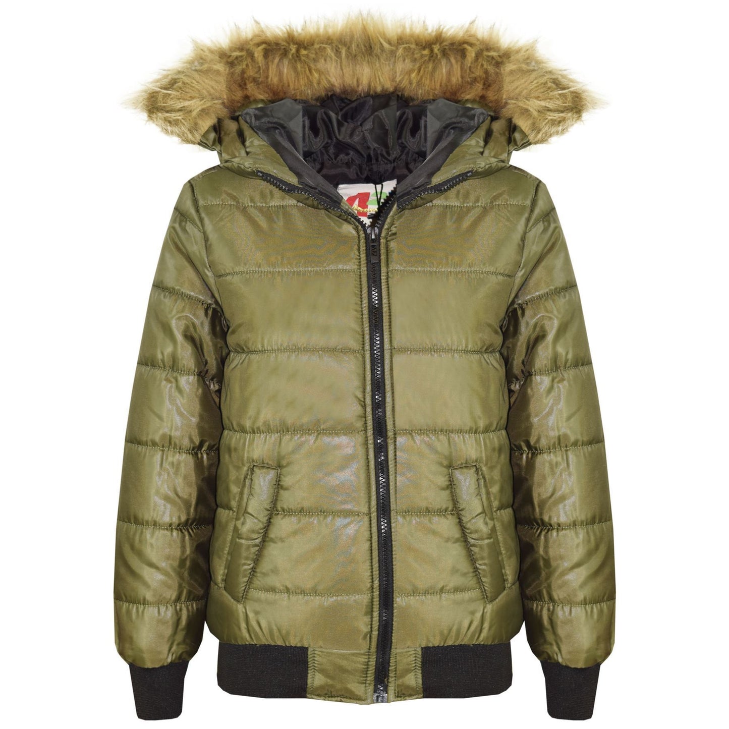 Boys Girls Jackets Kids Maya Faux Fur Hooded Padded Puffer Bubble Coats 5-13 Yrs