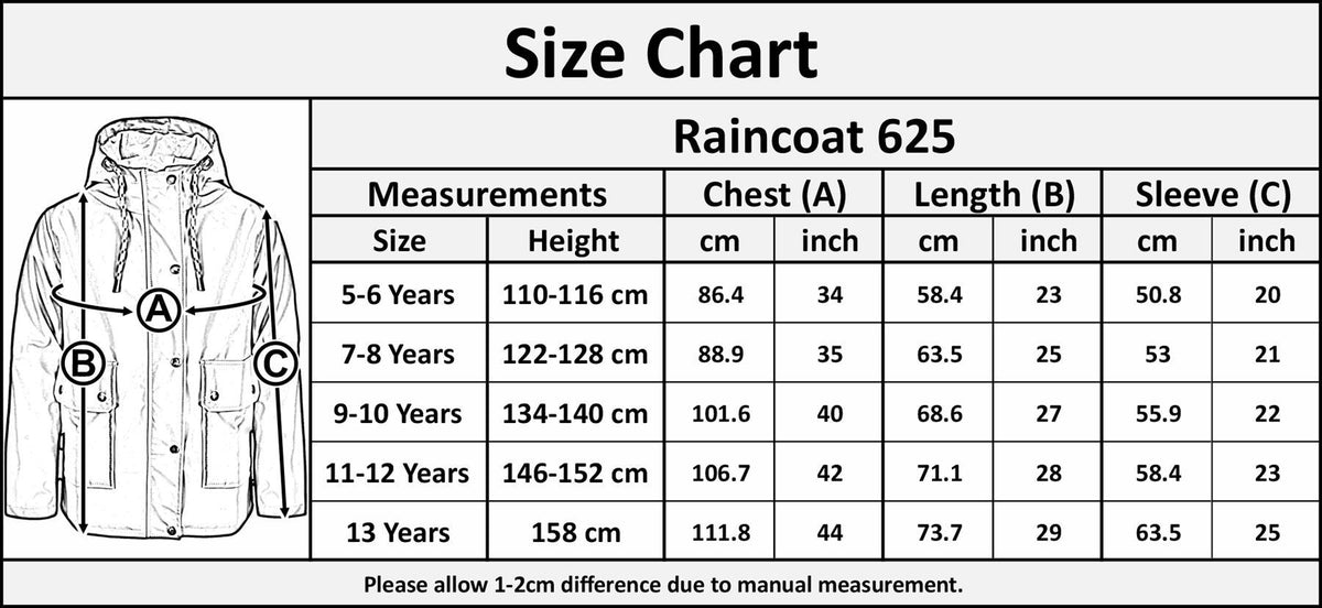 PU Raincoat Jacket Windbreaker Waterproof Parka Hooded For Girls Boys Age 5-13 Years