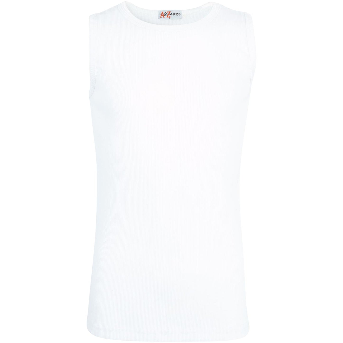 A2Z 4 Kids Kids Girls Ribbed Vest Top Designer's 100% Cotton White Fashion Tank Tops T Shirts New Age 2 3 4 5 6 7 8 9 10 11 12 13 Years