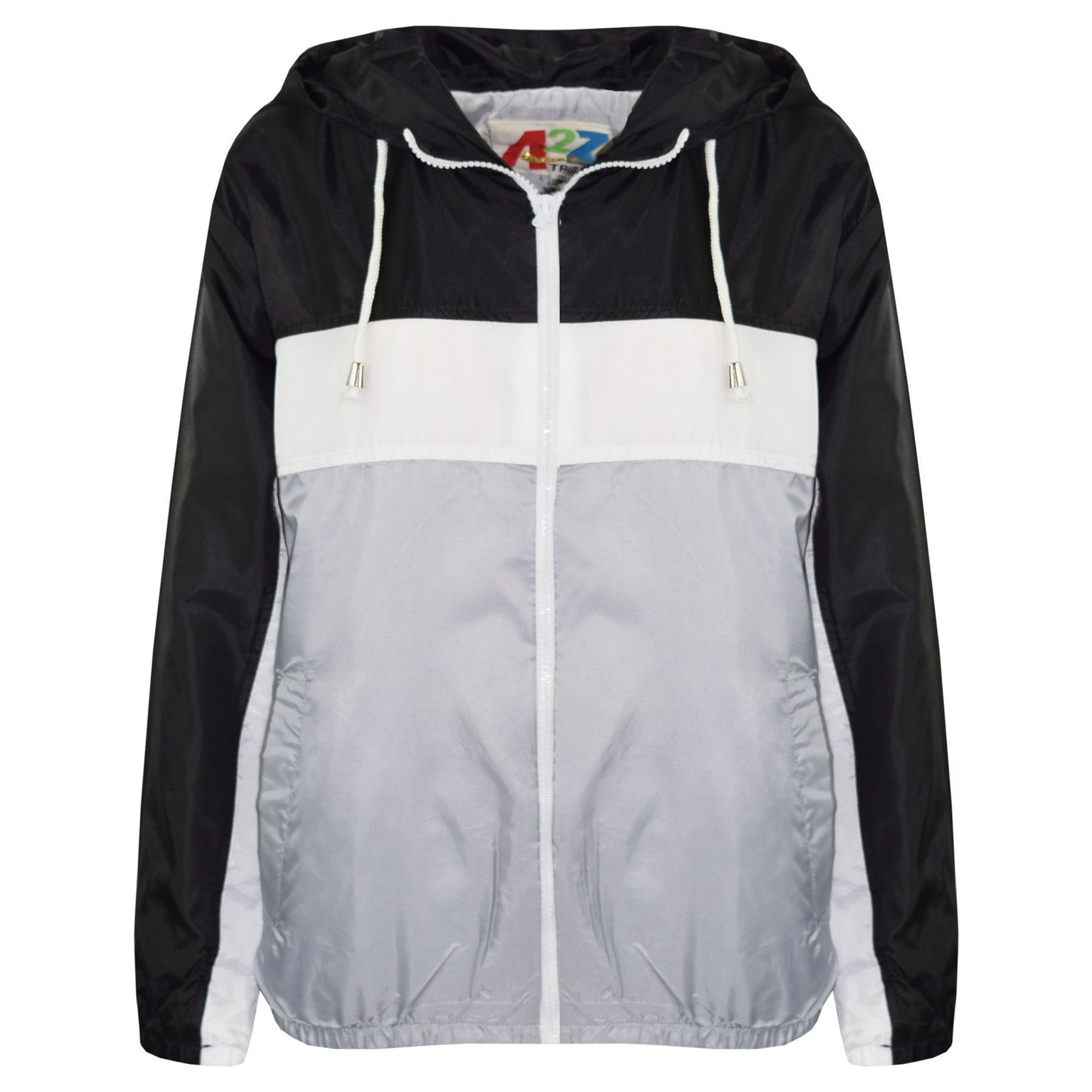 Kids Boys Girls Windbreaker Contrast Block Hooded Jackets Rain Mac Raincoat 5-13