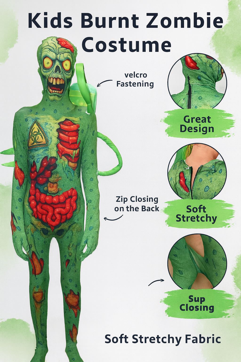 A2Z 4 Kids Burnt Zombie Halloween Fancy Costume For Boys & Girls Scary Undead