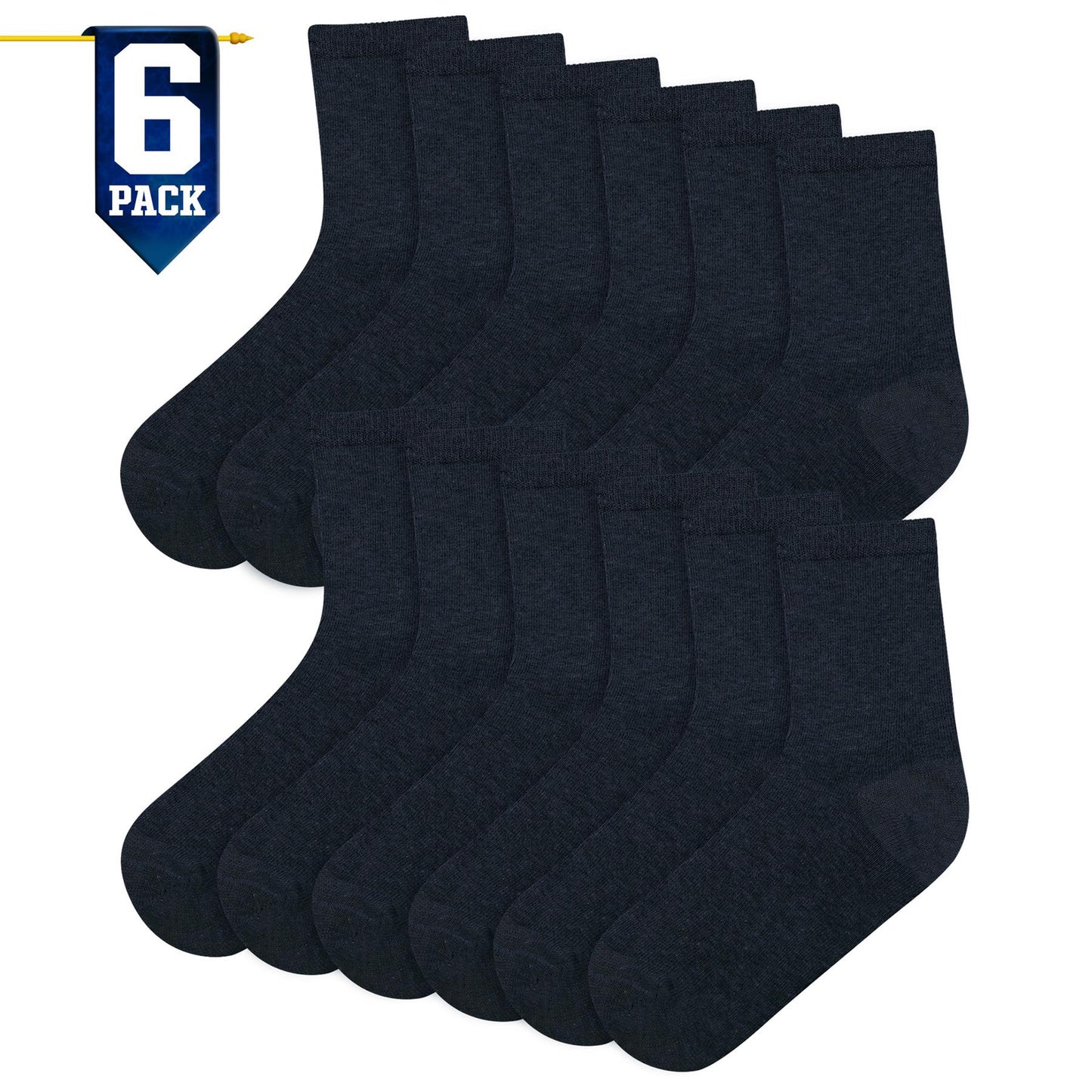 Kids Boys Girls Back to School Cotton Rich Plain Ankle School Socks Pack 6