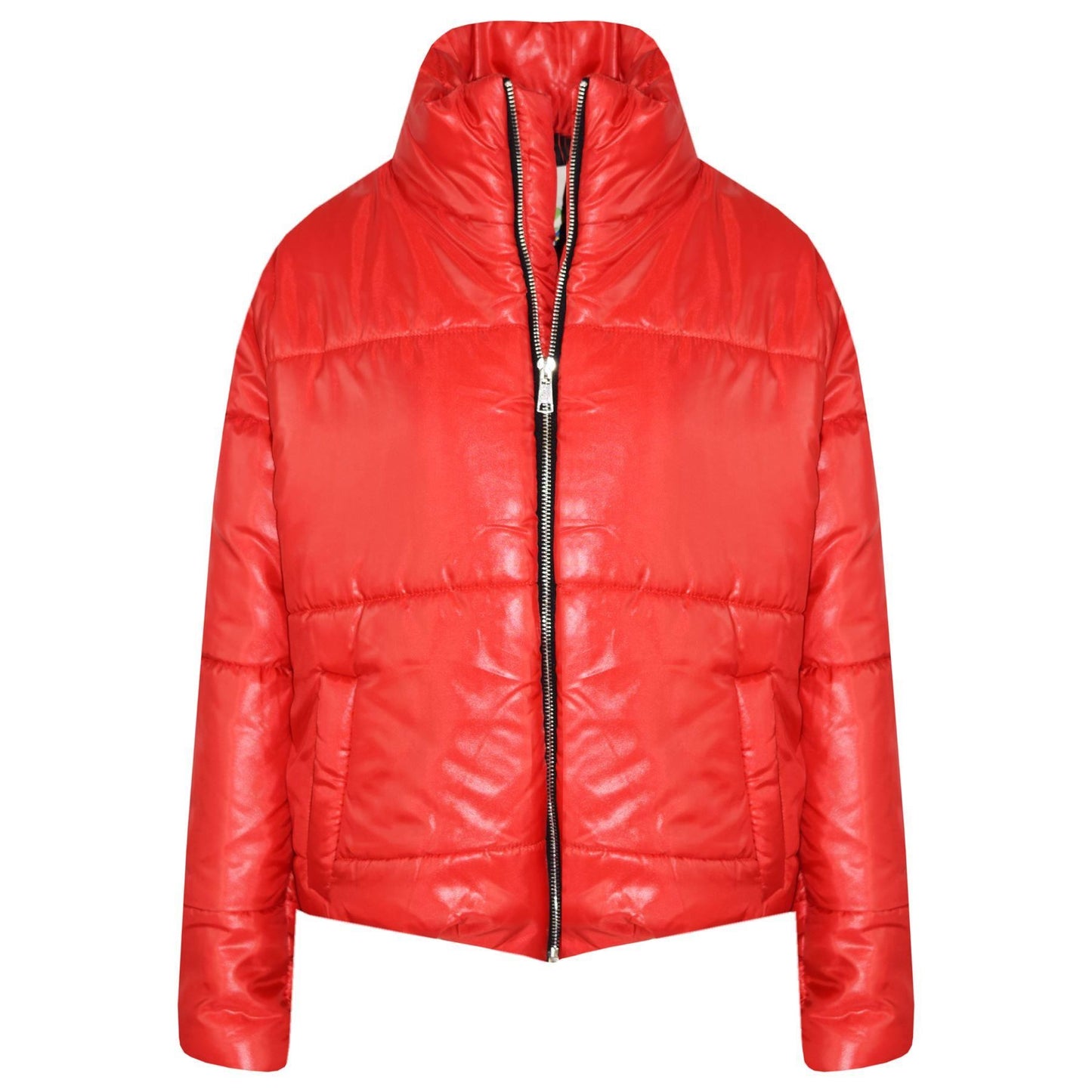 Girls Jacket Kids Wetlook Cropped Padded Quilted Puffer Bubble Jackets Coat 5-13